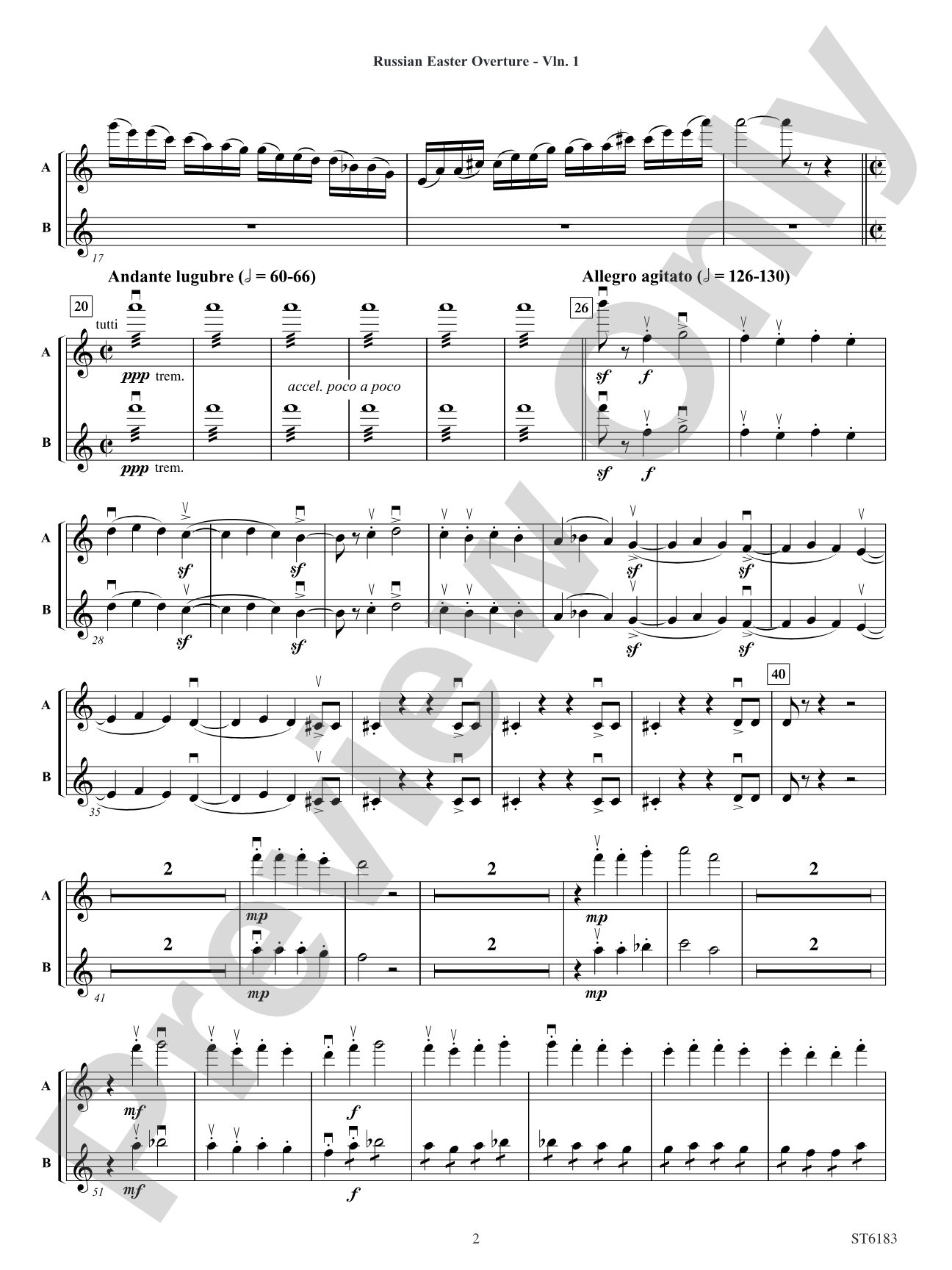 Russian Easter Overture: Violin 1