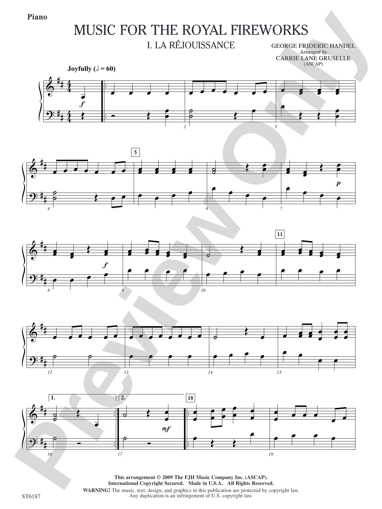 Music for the Royal Fireworks: Piano
