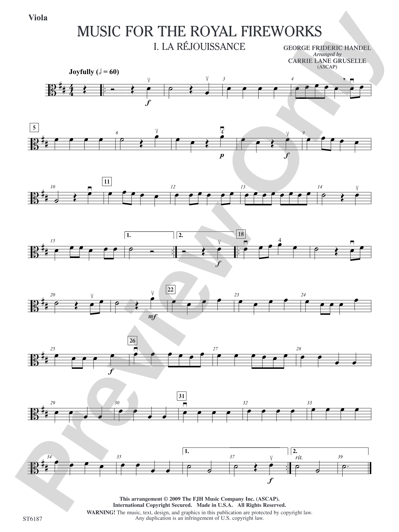 Music for the Royal Fireworks: Viola