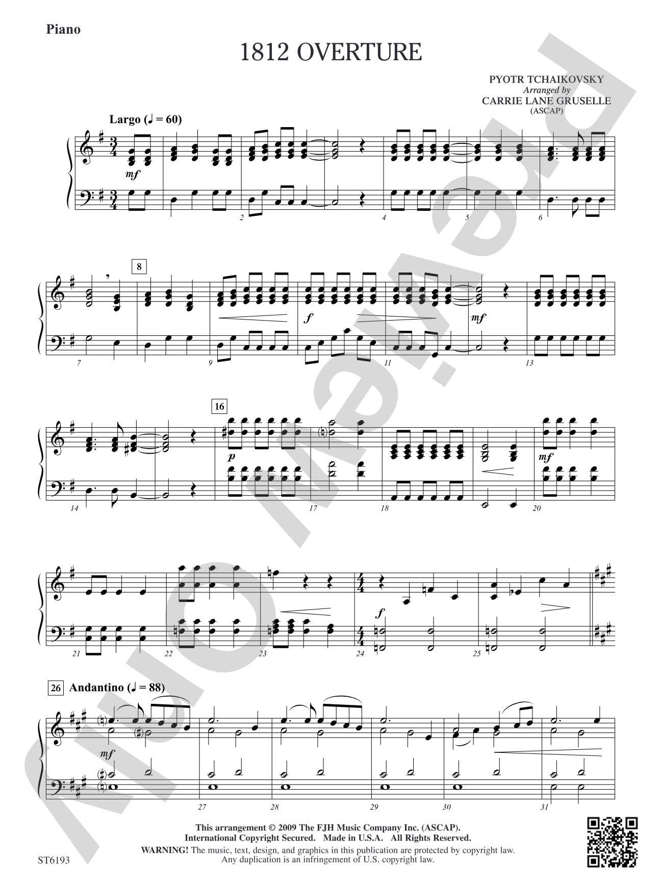 1812 Overture: Piano