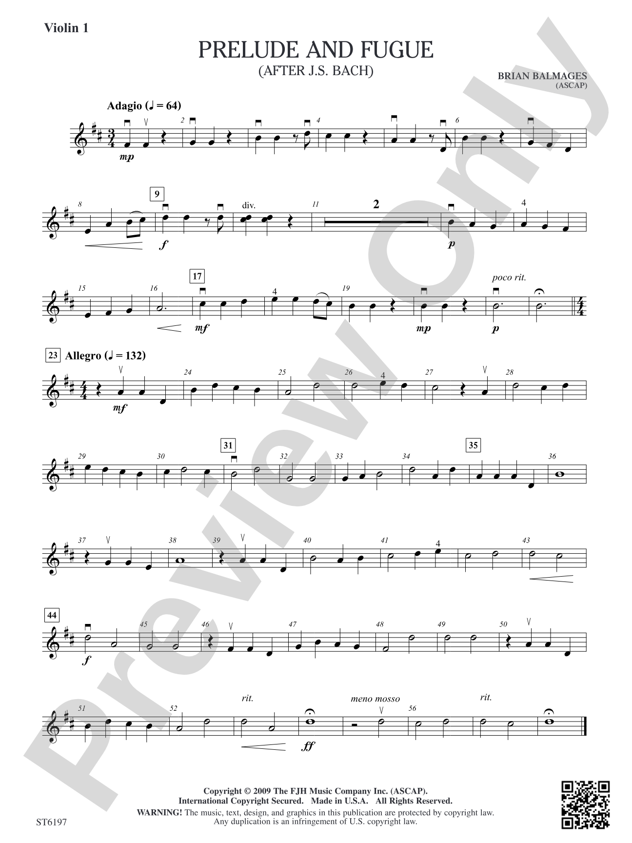 Prelude and Fugue: Violin 1
