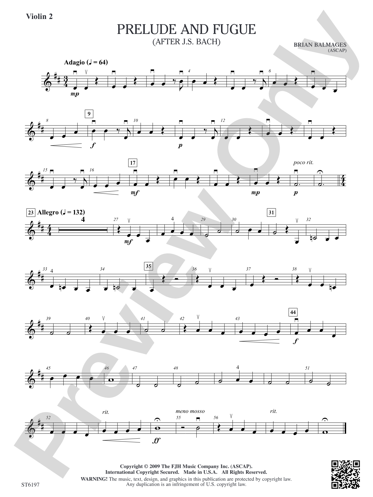 Prelude and Fugue: Violin 2