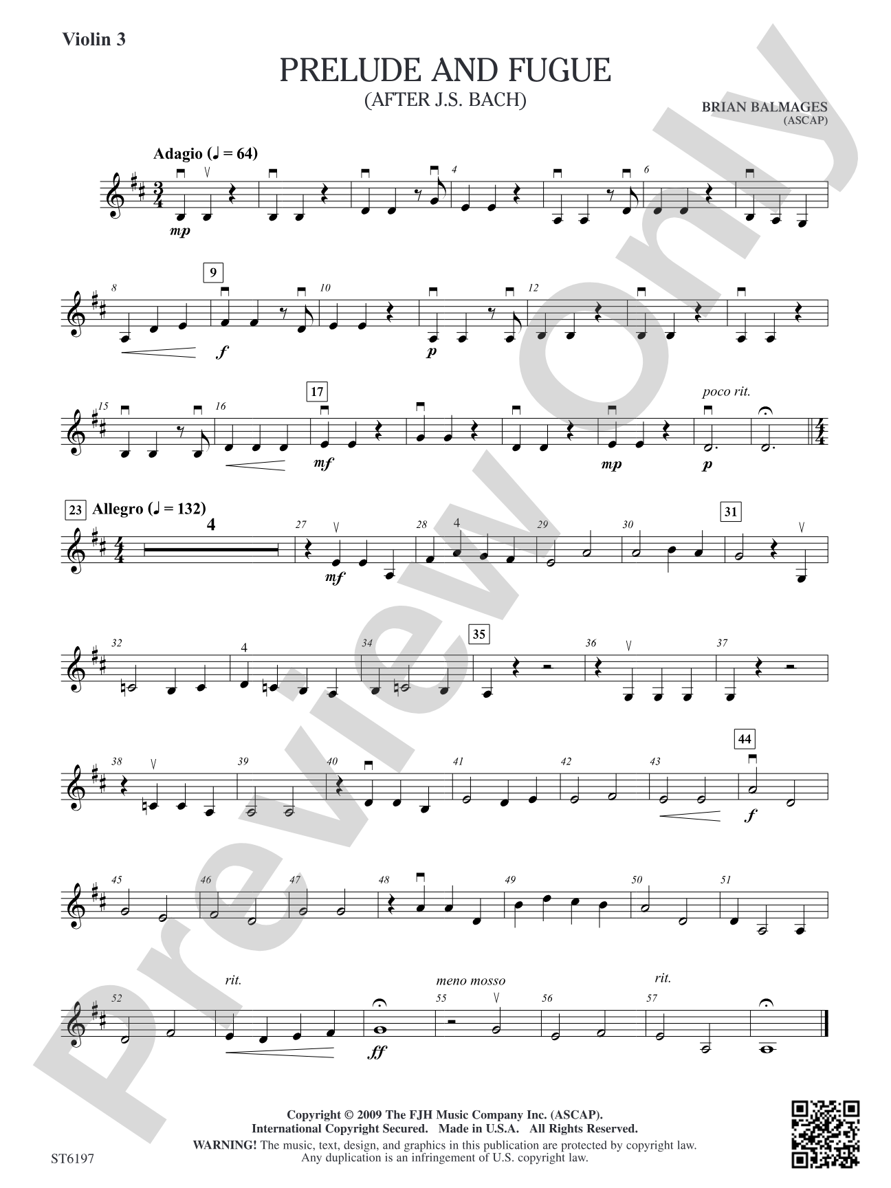 Prelude and Fugue: Violin 3 (Viola T.C.)