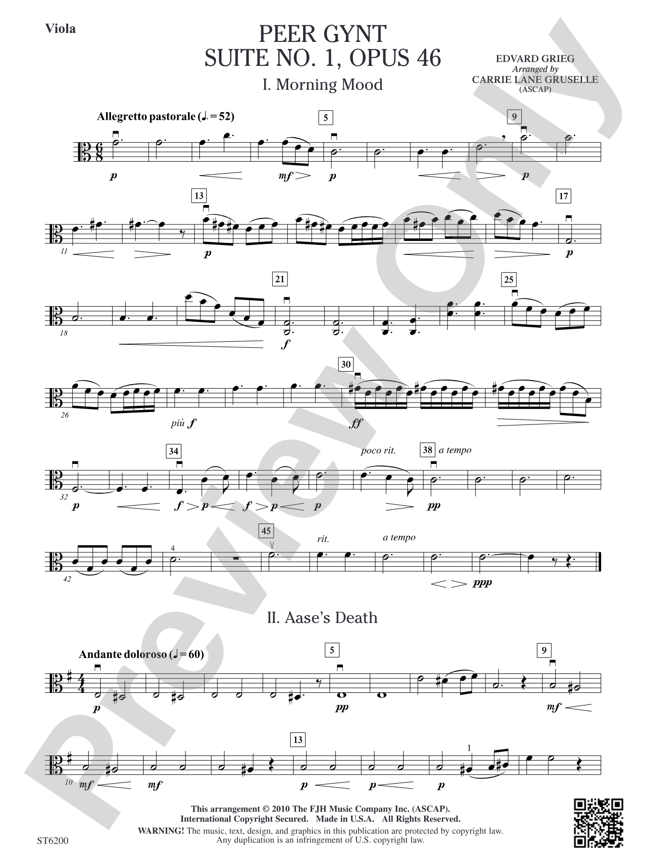 Peer Gynt Suite No. 1, Op. 46: Viola
