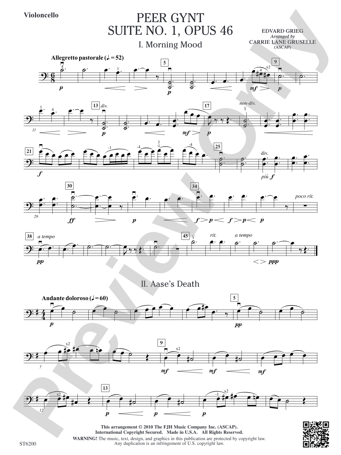 Peer Gynt Suite No. 1, Op. 46: Violoncello