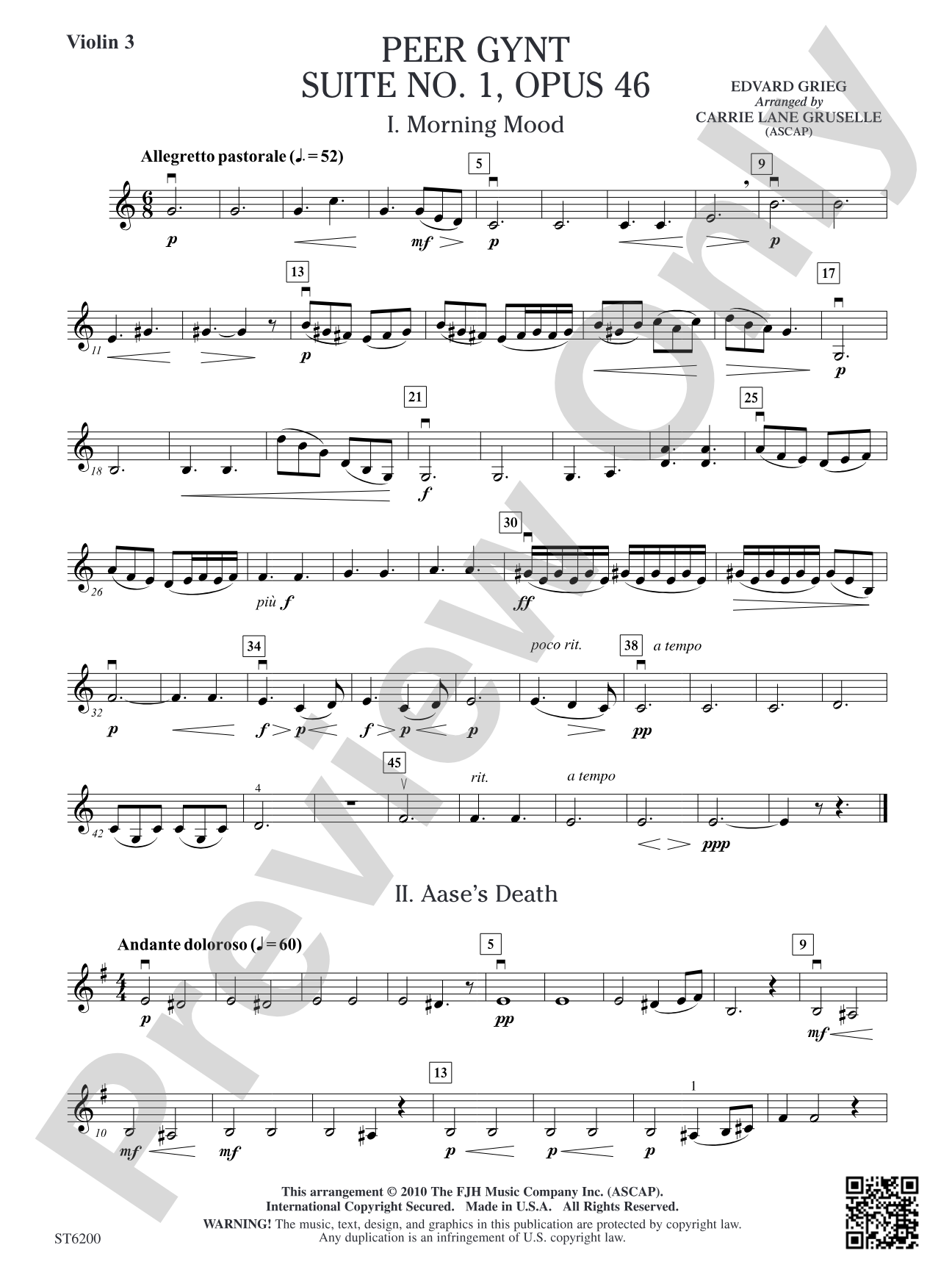 Peer Gynt Suite No. 1, Op. 46: Violin 3 (Viola T.C.)