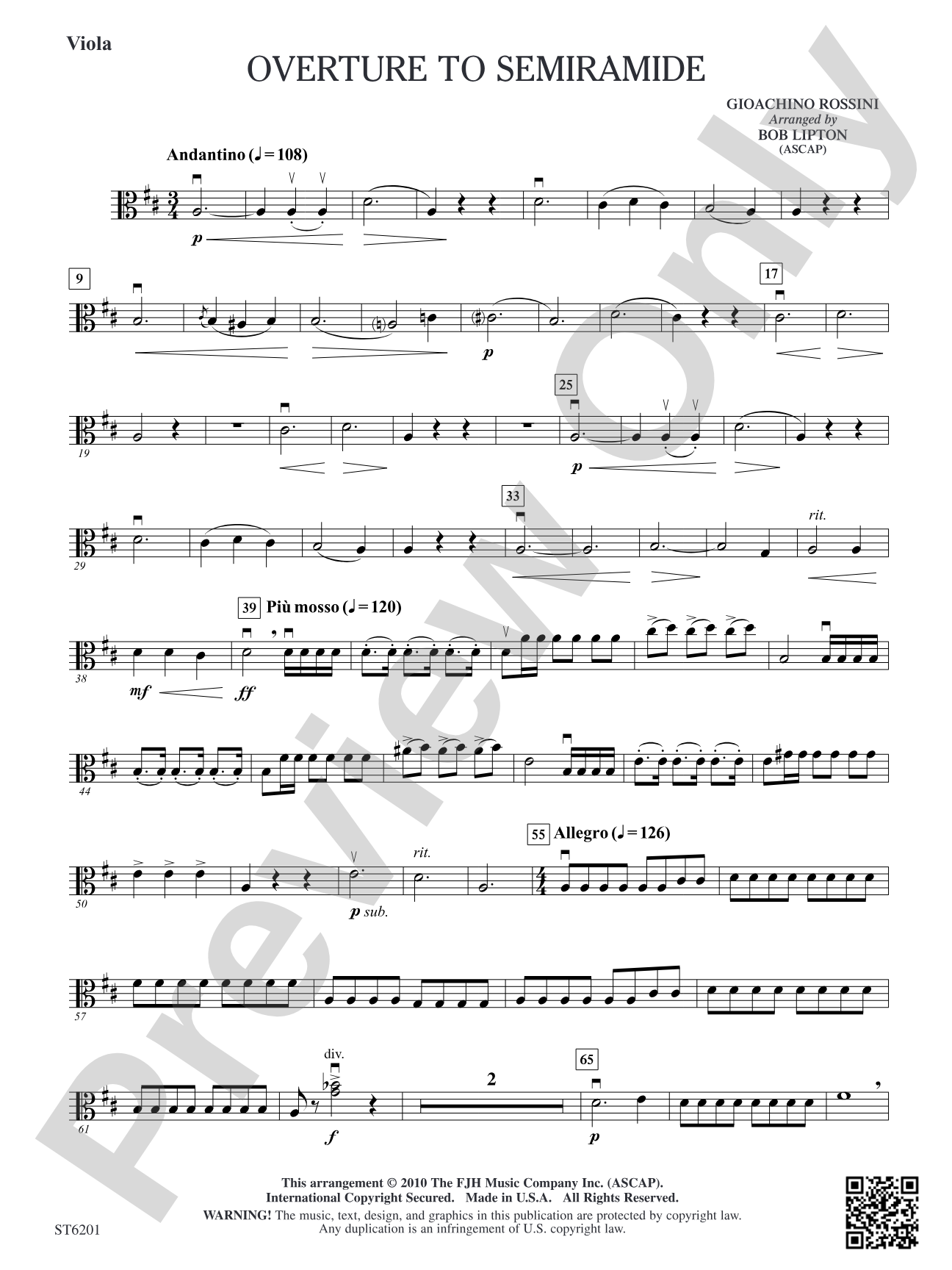Overture to Semiramide: Viola