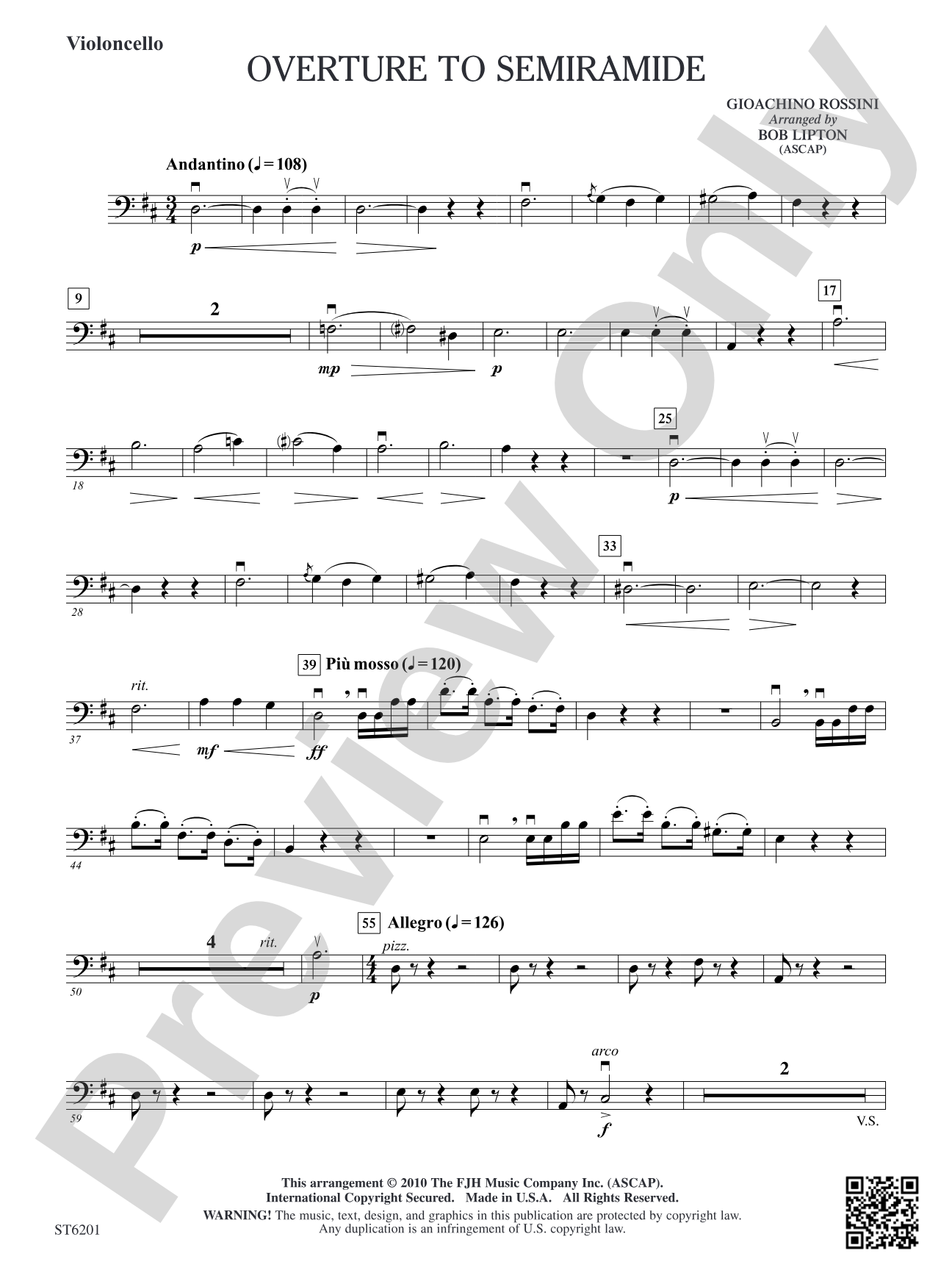 Overture to Semiramide: Violoncello