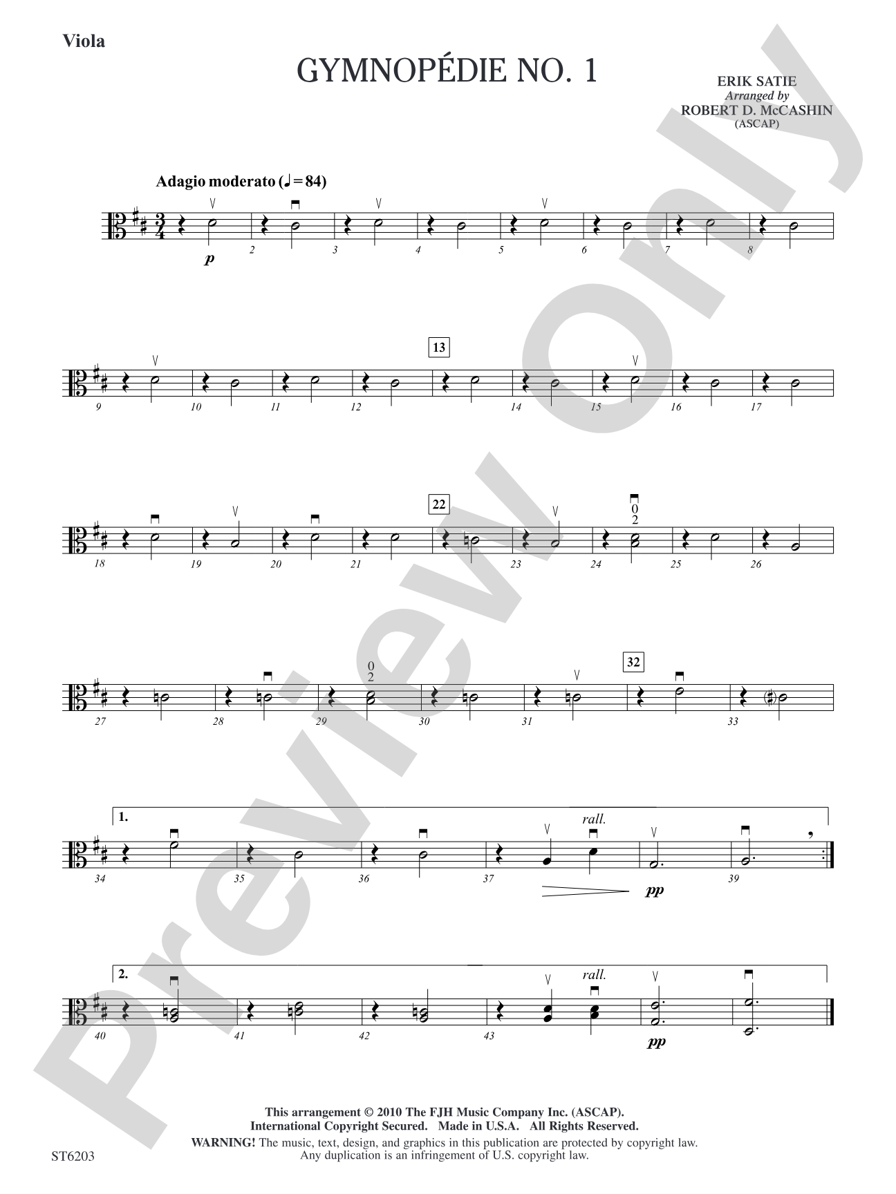Gymnopédie No. 1: Viola