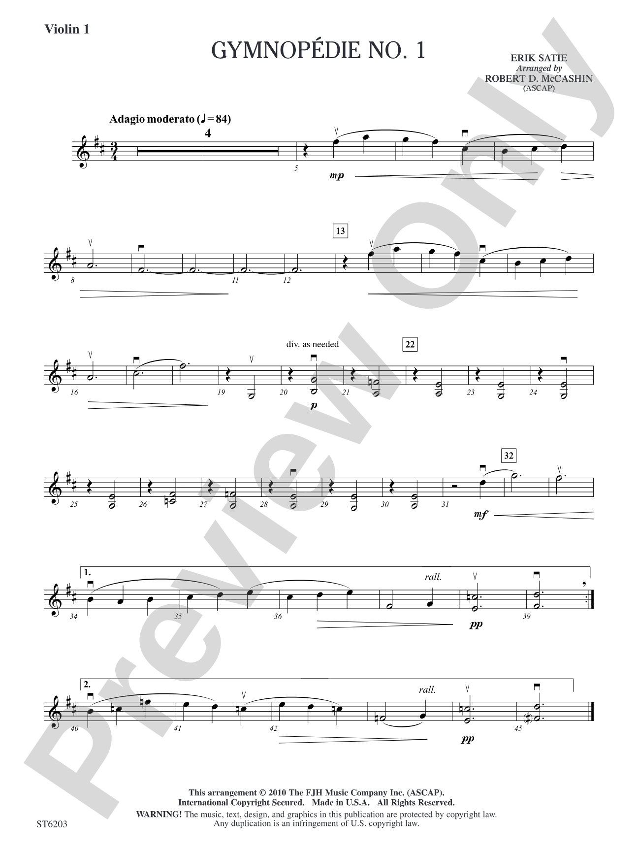 Gymnopédie No. 1: Violin 1