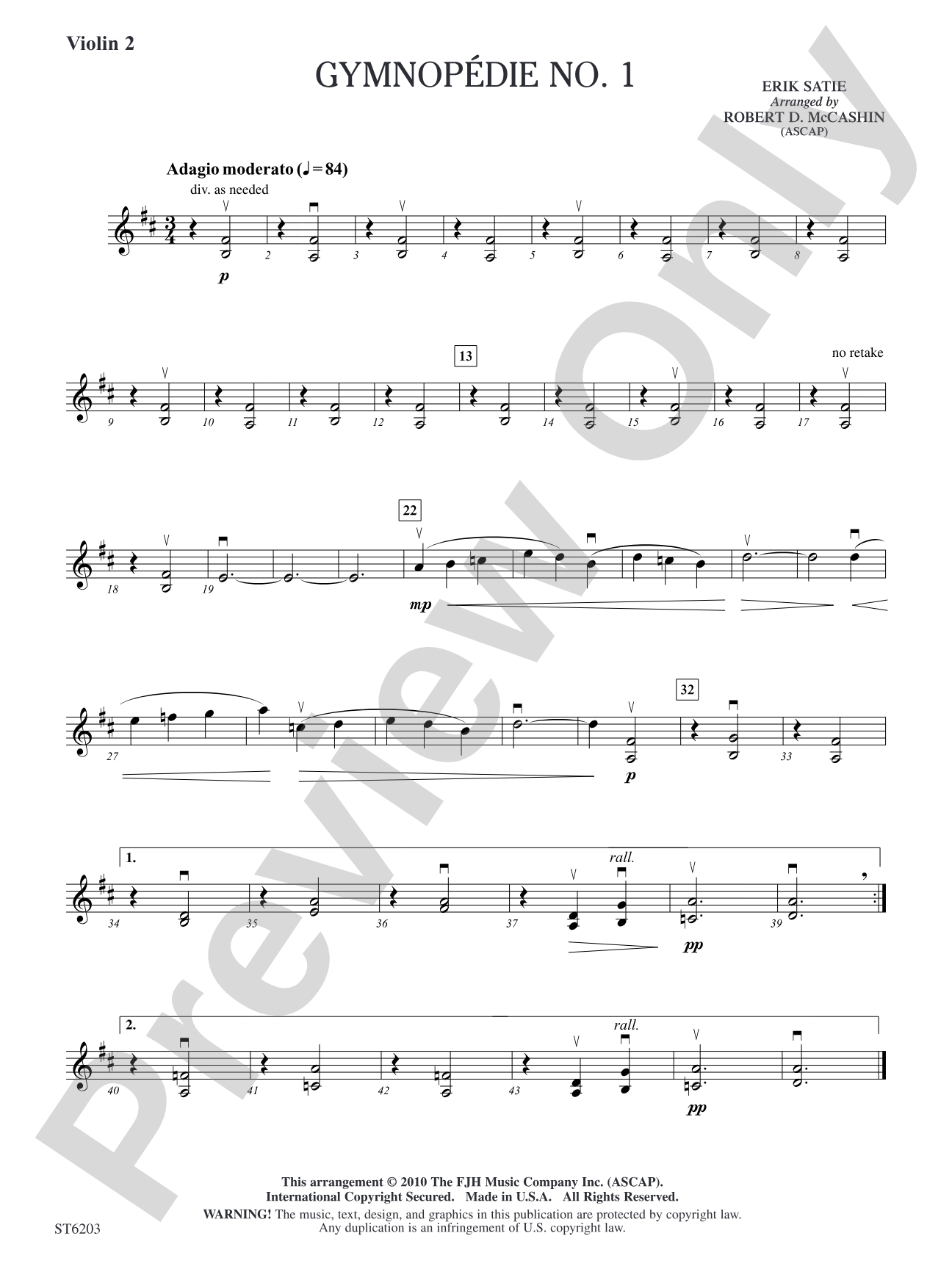 Gymnopédie No. 1: Violin 2