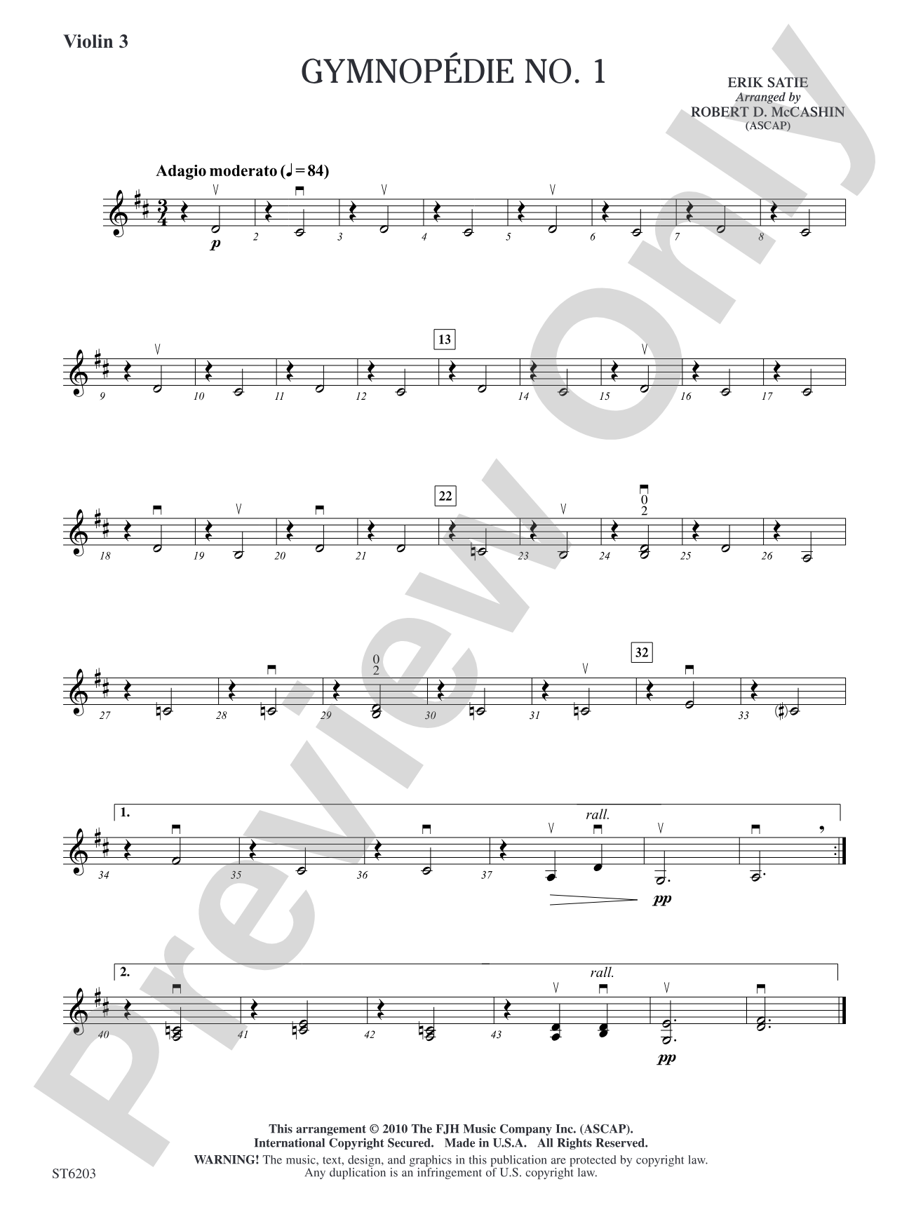 Gymnopédie No. 1: Violin 3 (Viola T.C.)