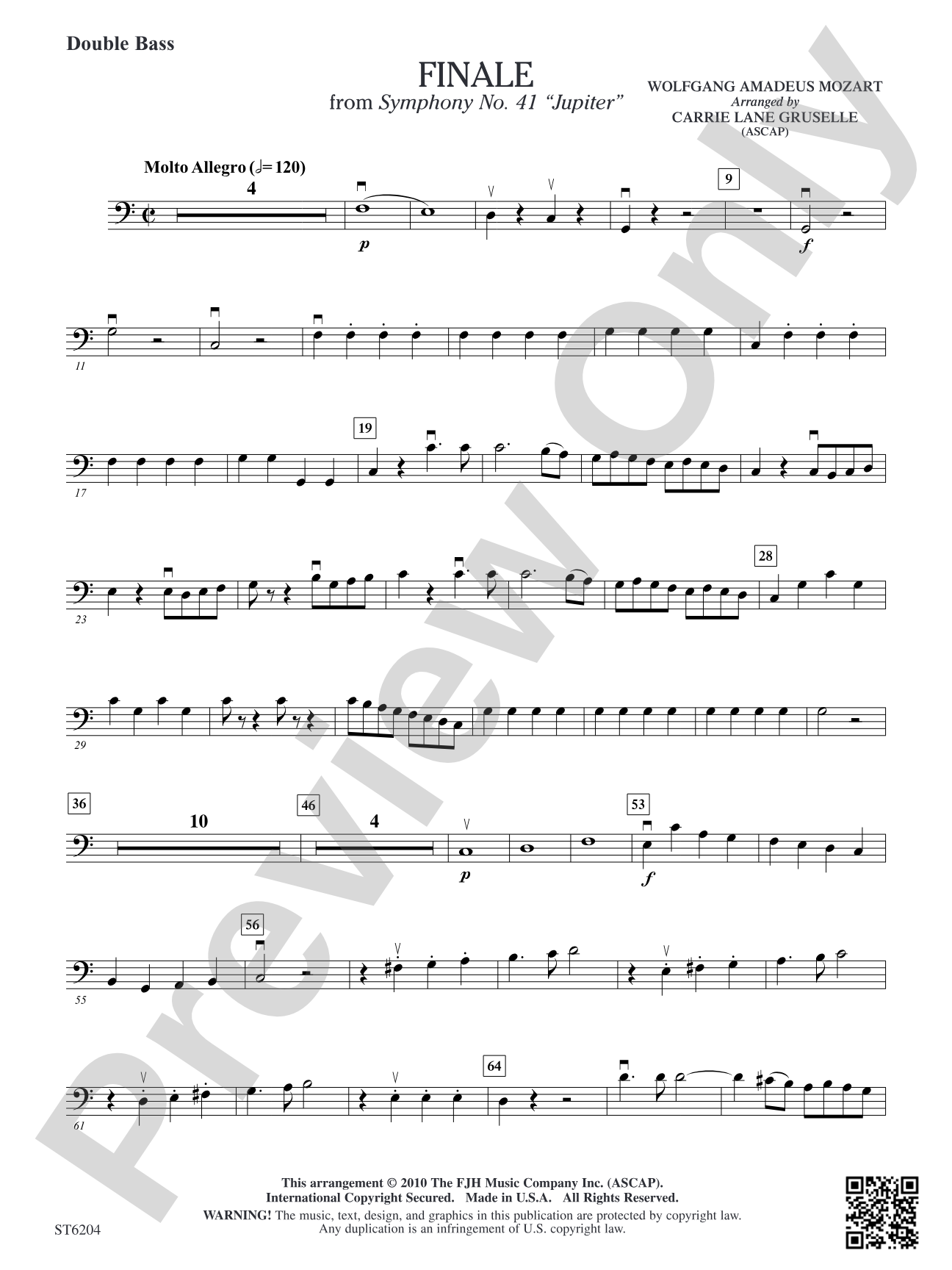 Finale from Symphony No. 41 "Jupiter": Double Bass
