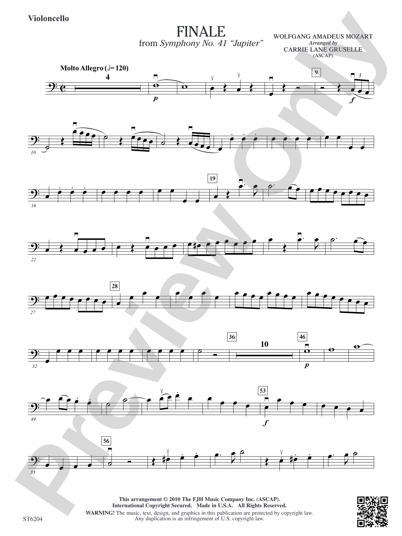 Finale from Symphony No. 41 "Jupiter": Violoncello