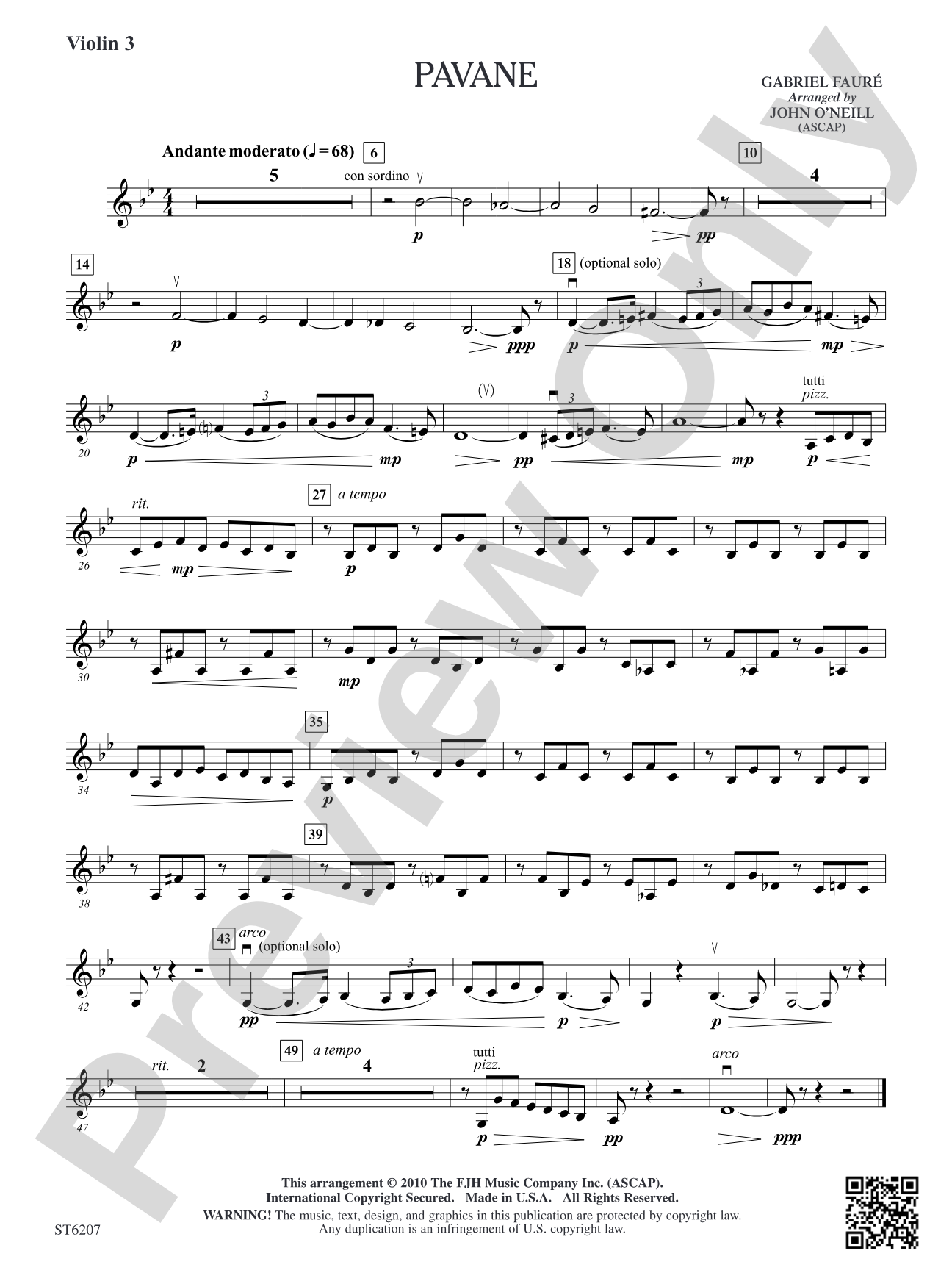 Pavane: Violin 3 (Viola T.C.)