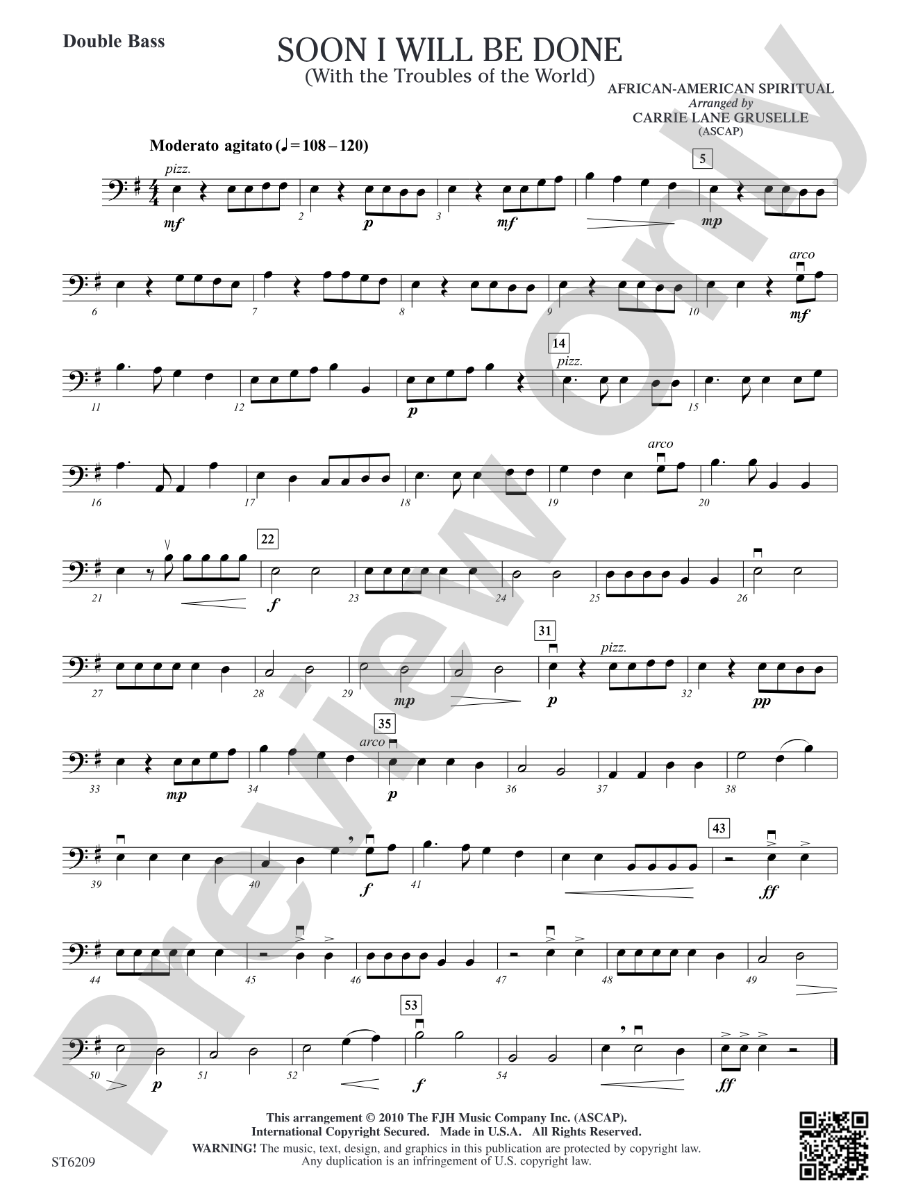 Soon I Will Be Done: Double Bass