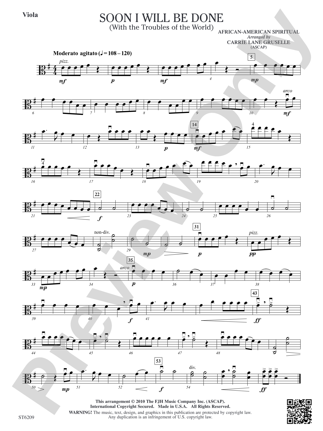 Soon I Will Be Done: Viola