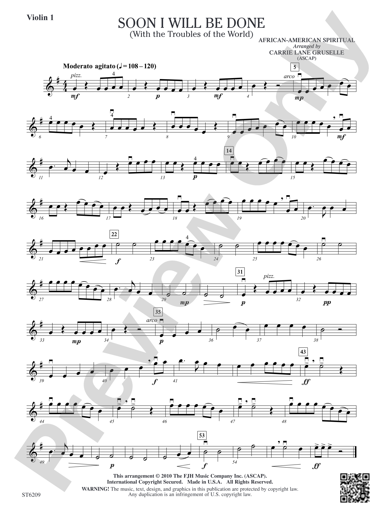 Soon I Will Be Done: Violin 1