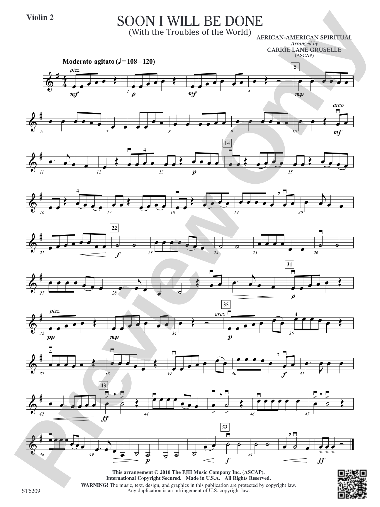 Soon I Will Be Done: Violin 2