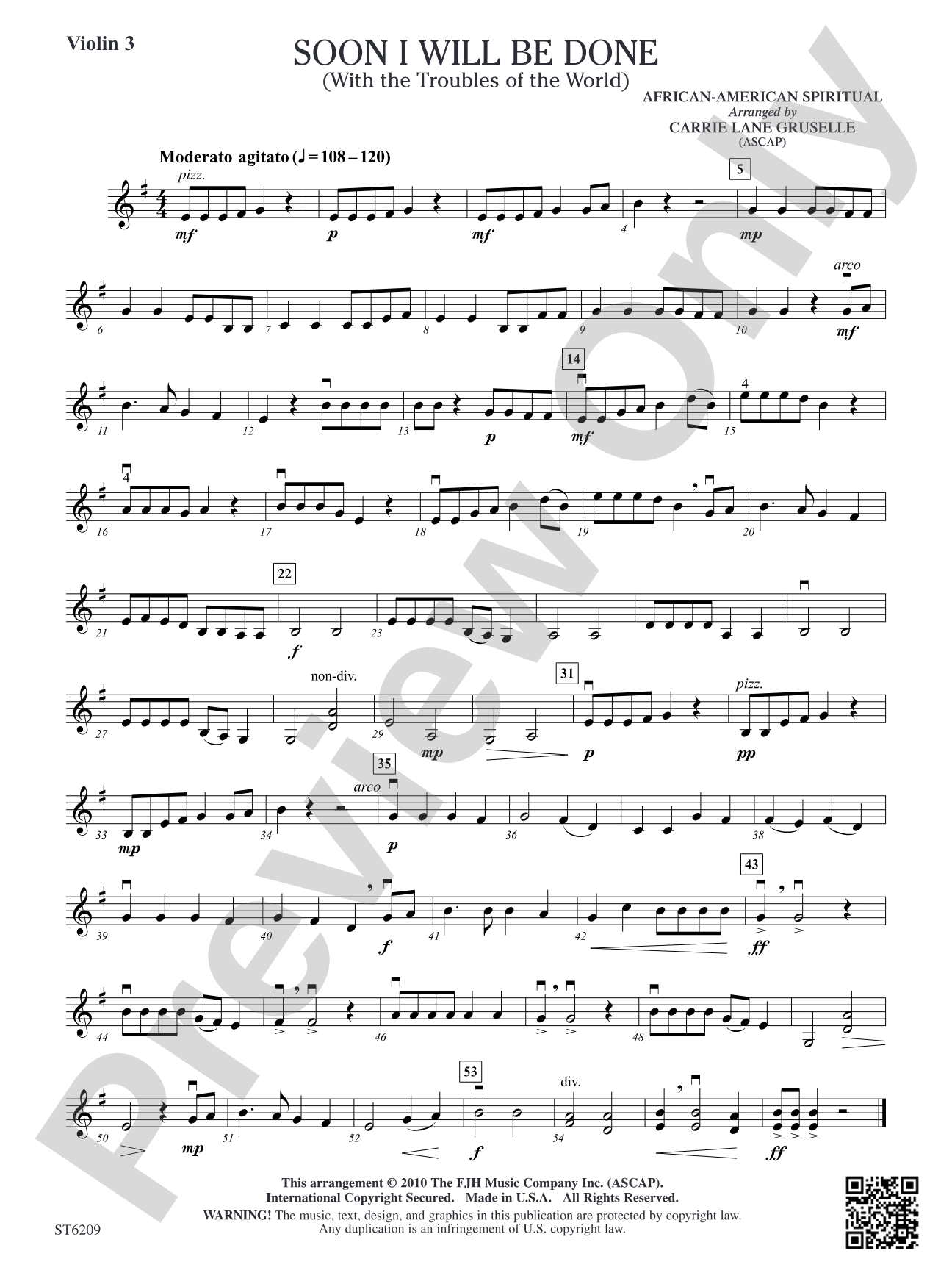 Soon I Will Be Done: Violin 3 (Viola T.C.)