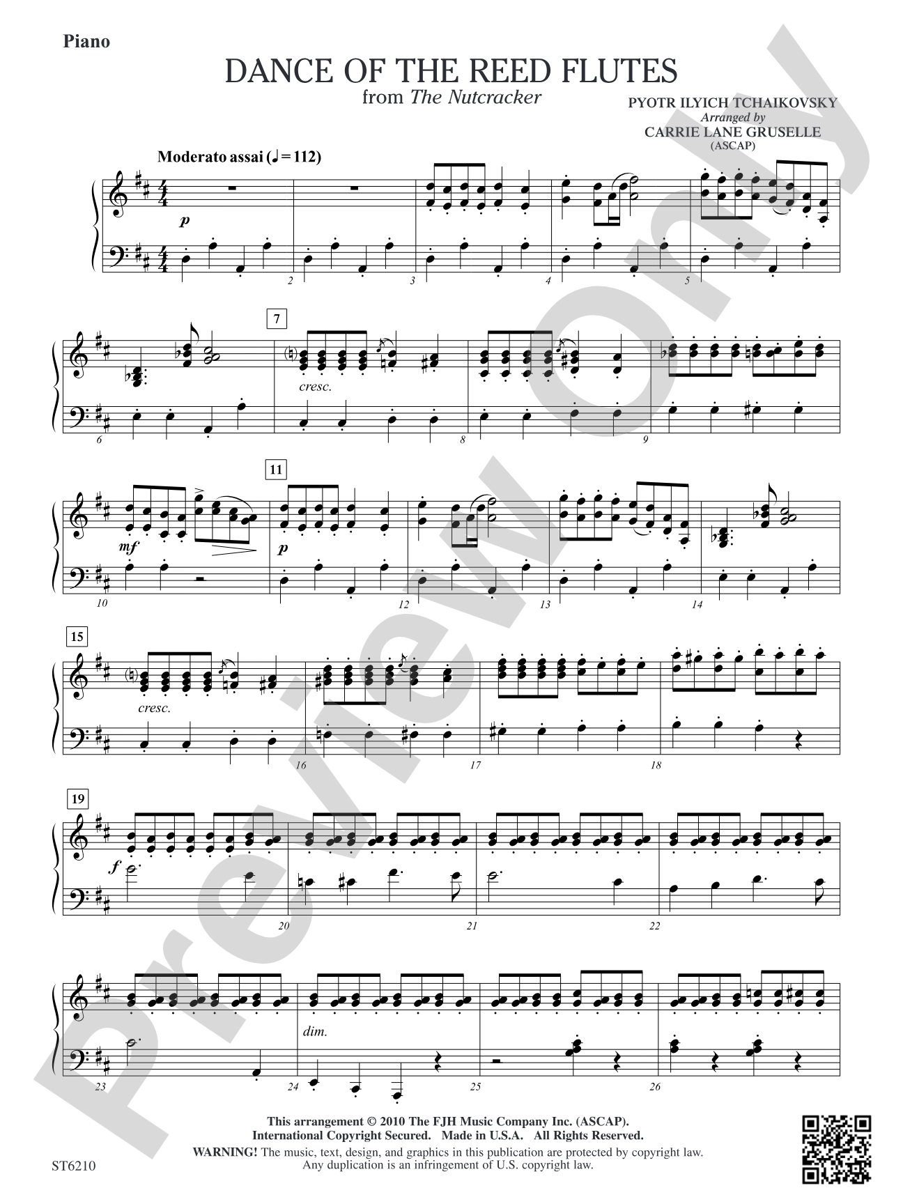 Dance of the Reed Flutes from The Nutcracker: Piano