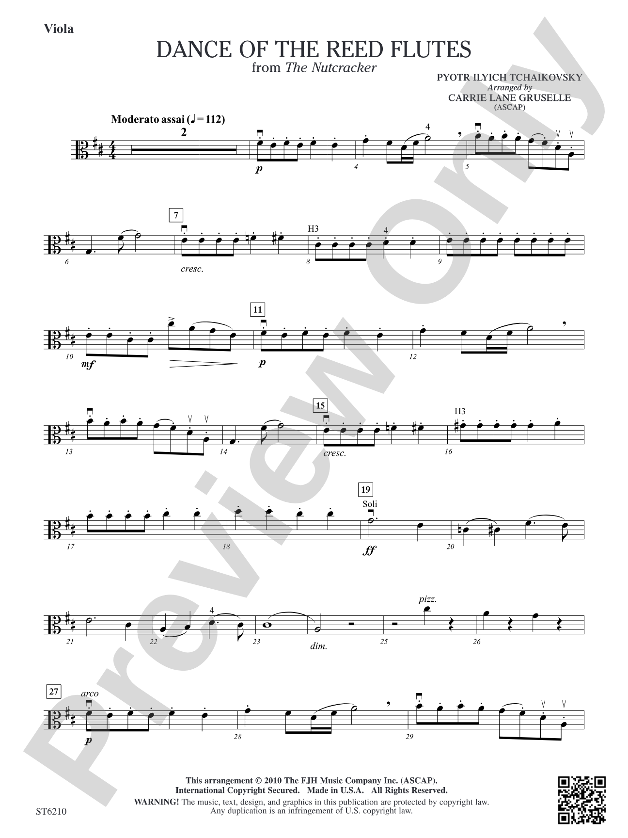 Dance of the Reed Flutes from The Nutcracker: Viola