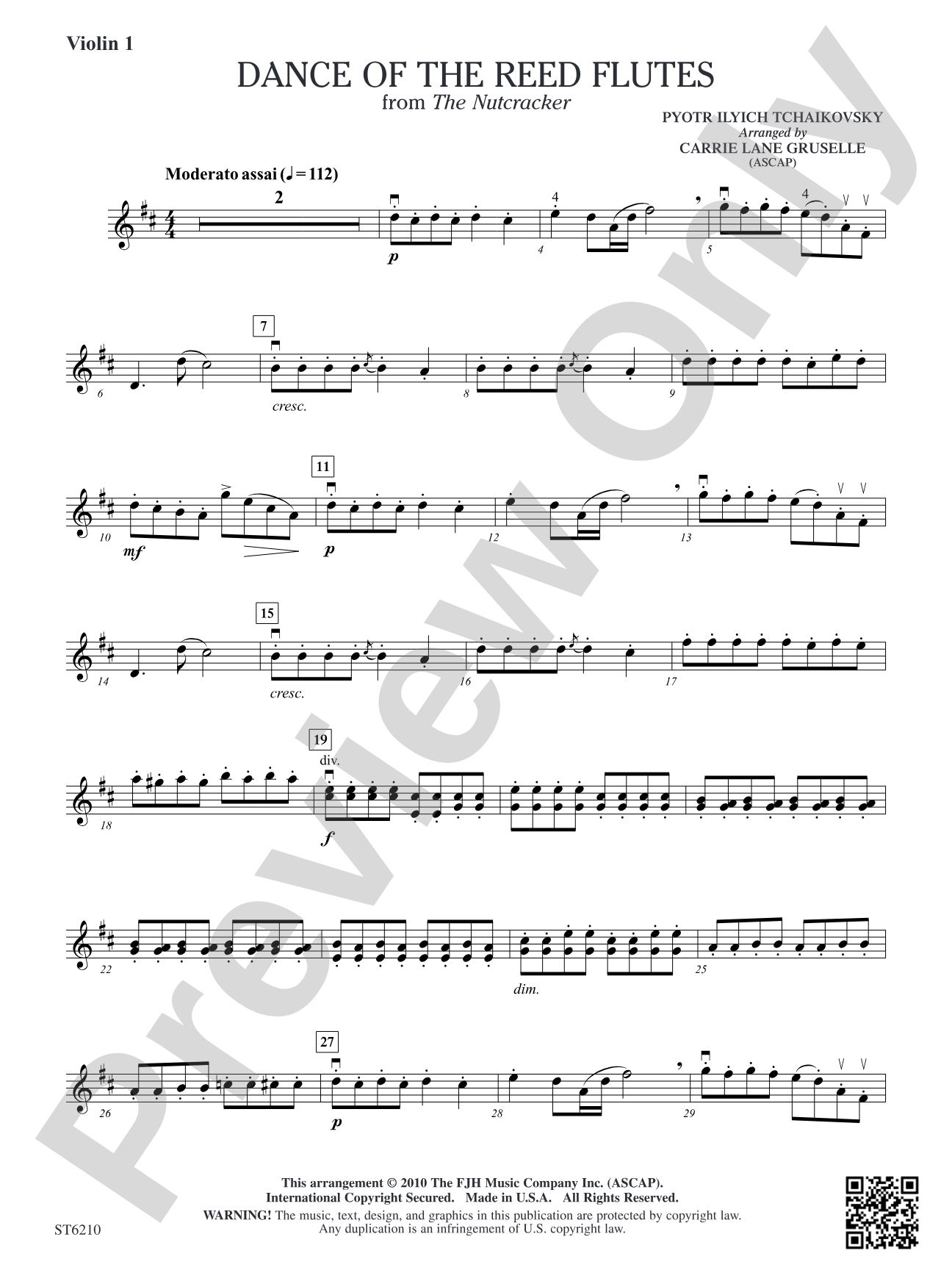 Dance of the Reed Flutes from The Nutcracker: Violin 1