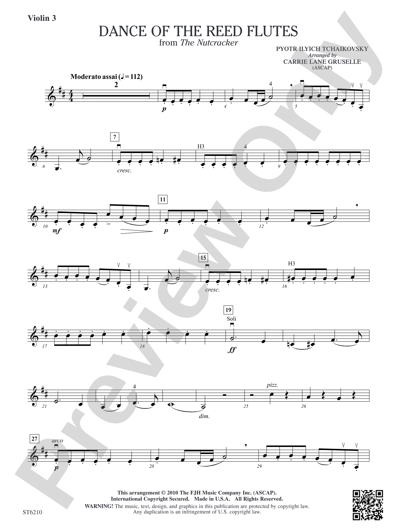 Dance of the Reed Flutes from The Nutcracker: Violin 3 (Viola T.C.)