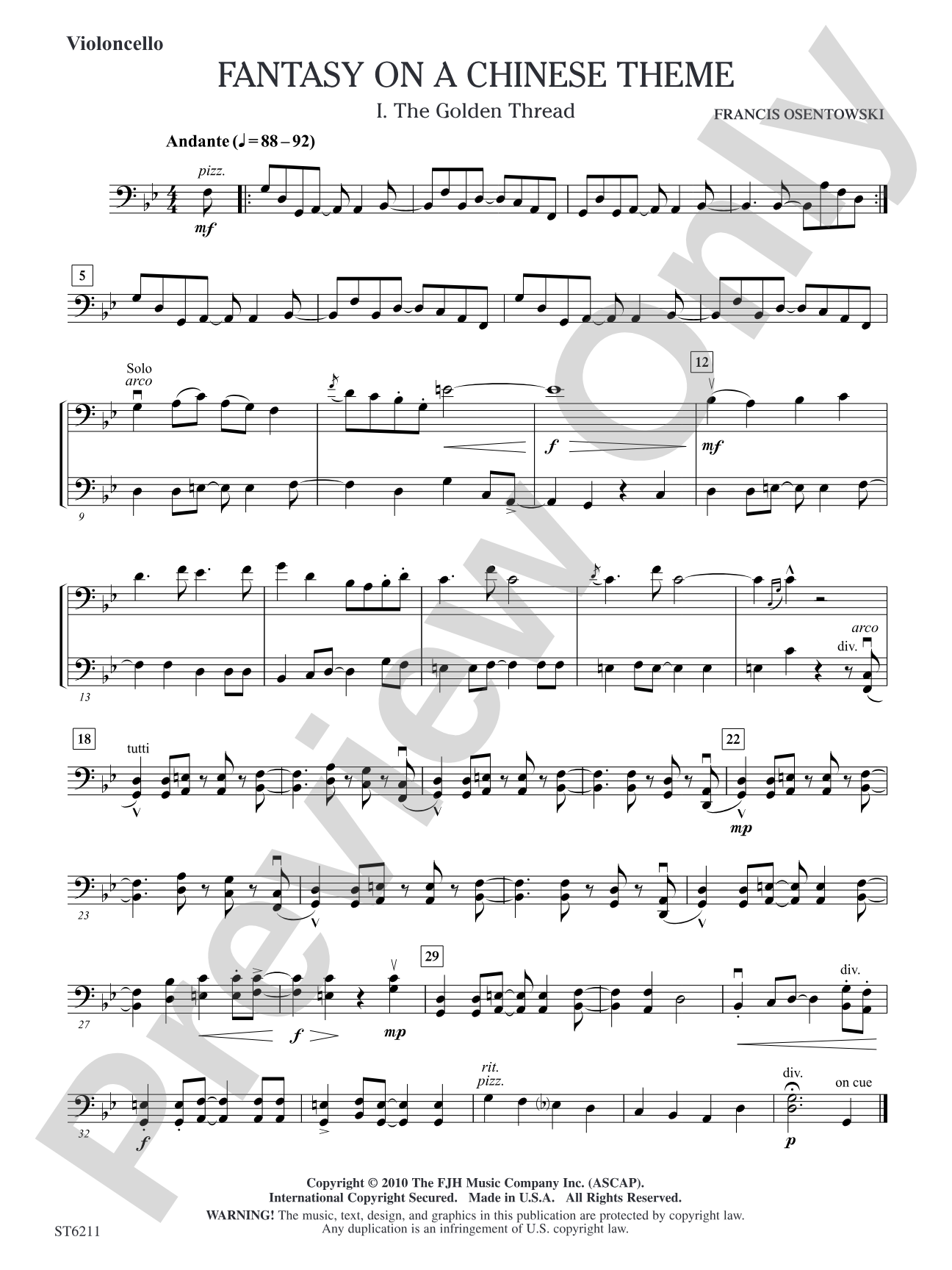 Fantasy on a Chinese Theme: Violoncello