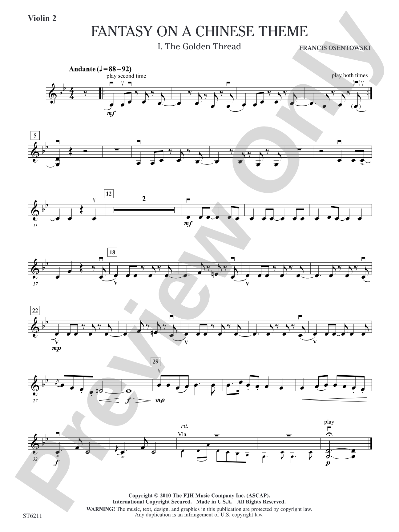 Fantasy on a Chinese Theme: Violin 2