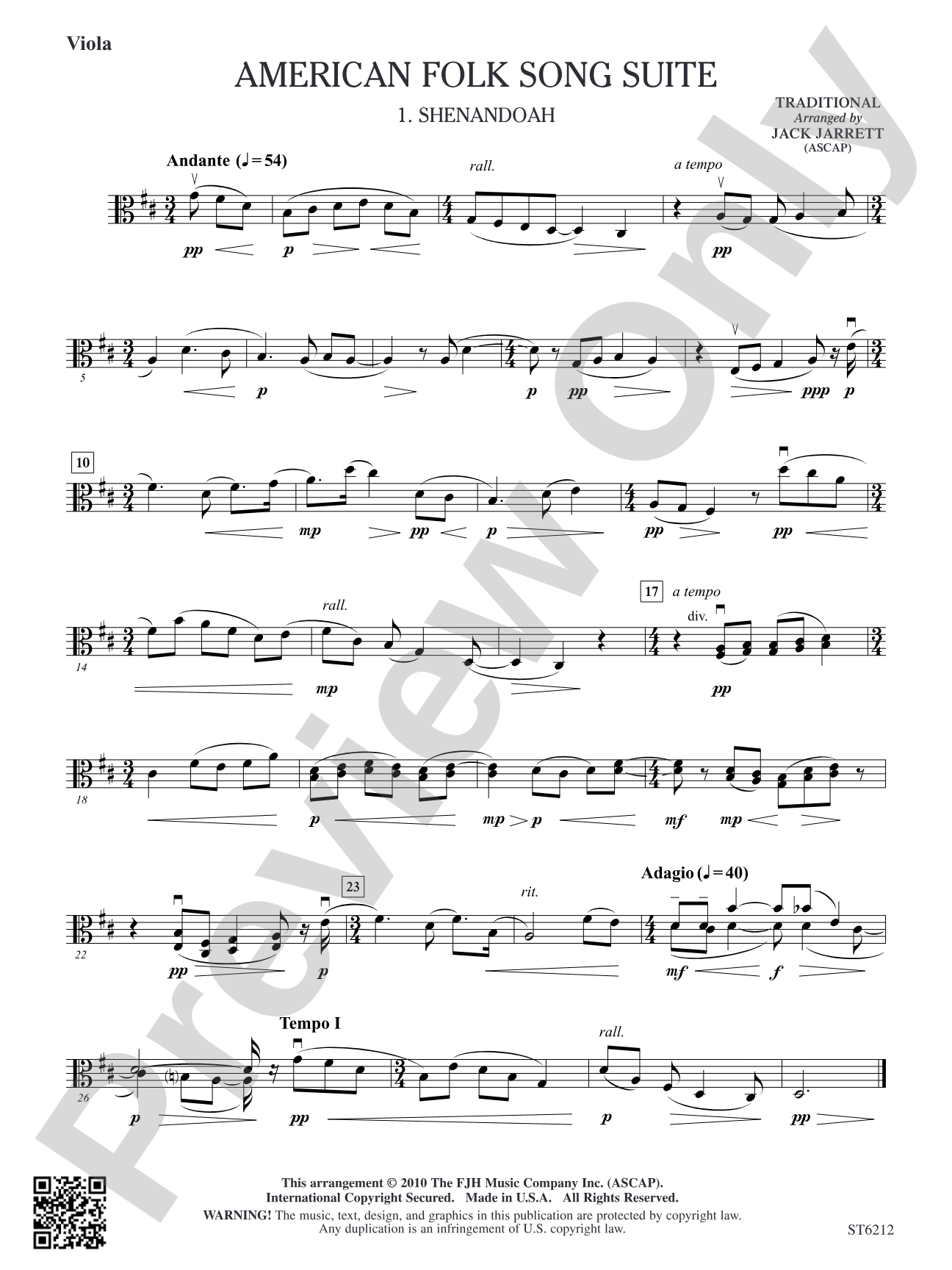 American Folk Song Suite: Viola