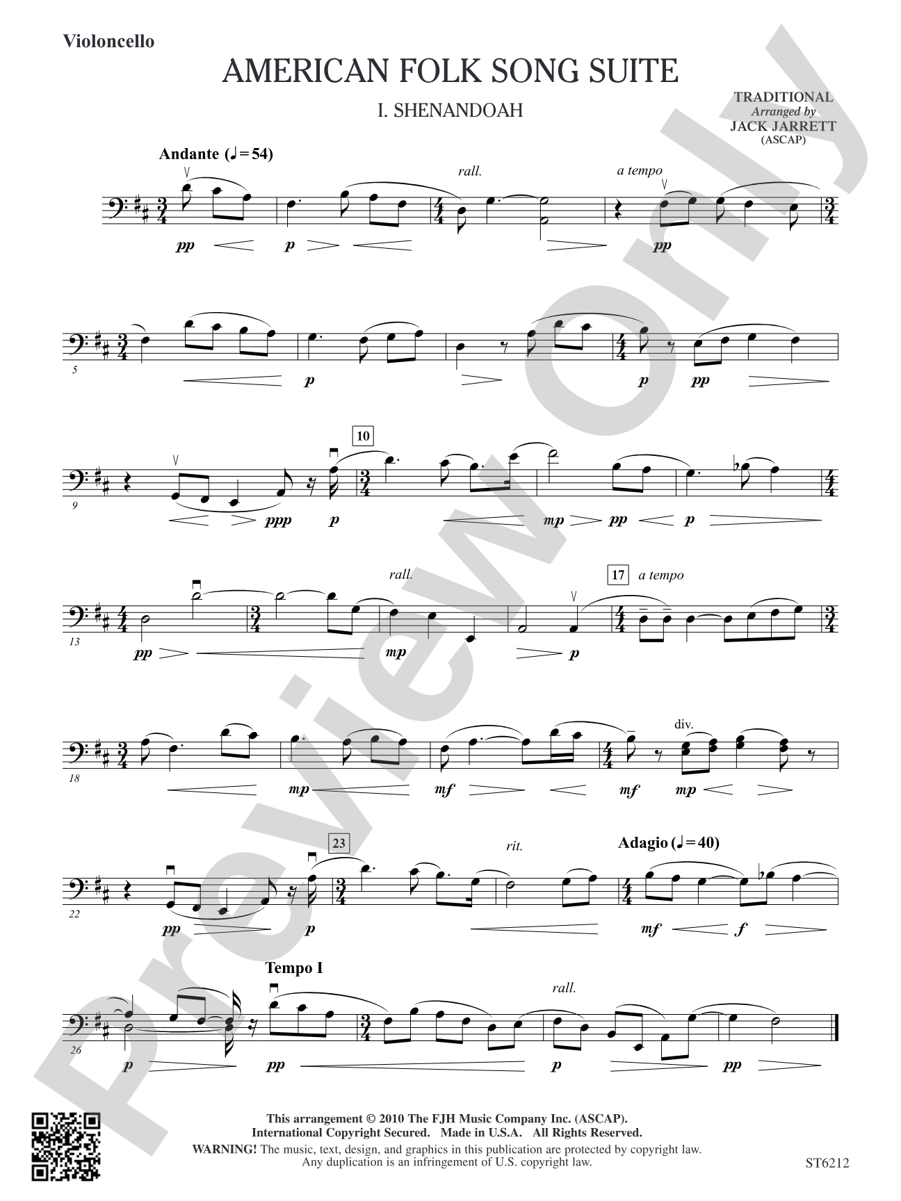 American Folk Song Suite: Violoncello