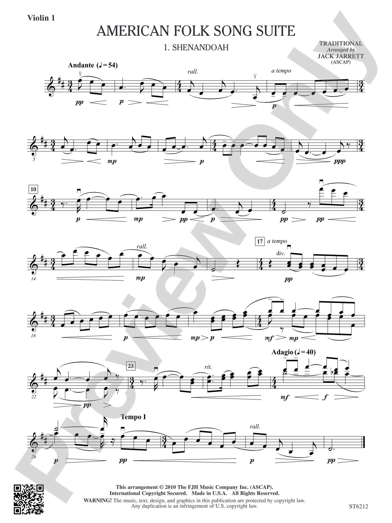 American Folk Song Suite: Violin 1