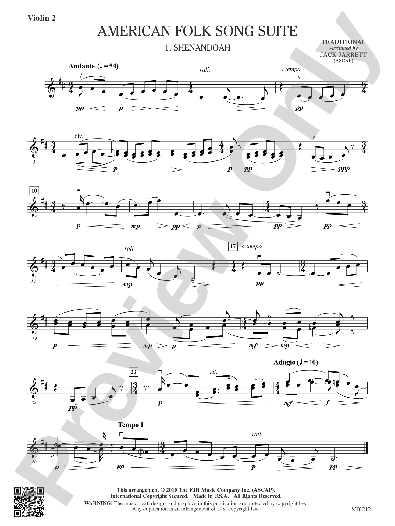 American Folk Song Suite: Violin 2