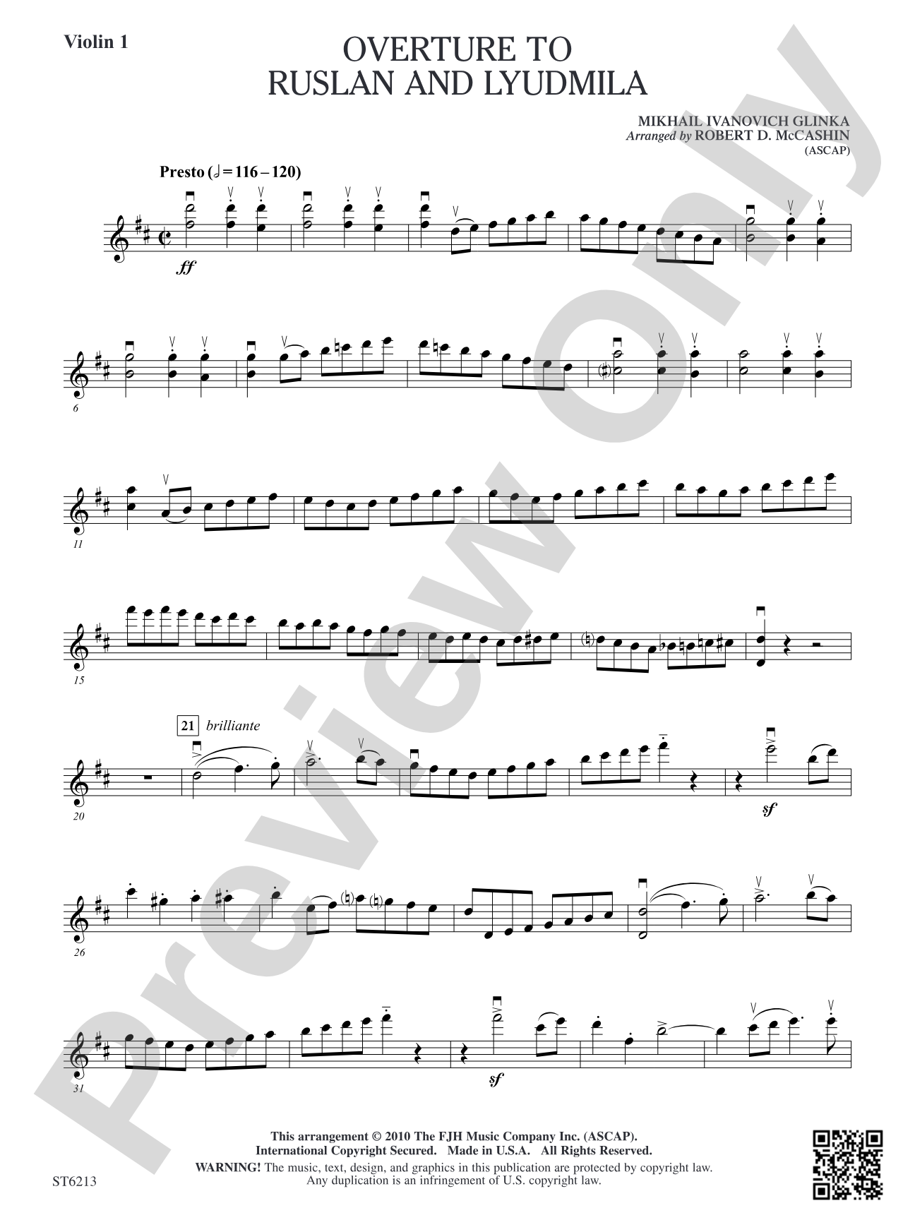 Overture to Ruslan and Lyudmila: Violin 1