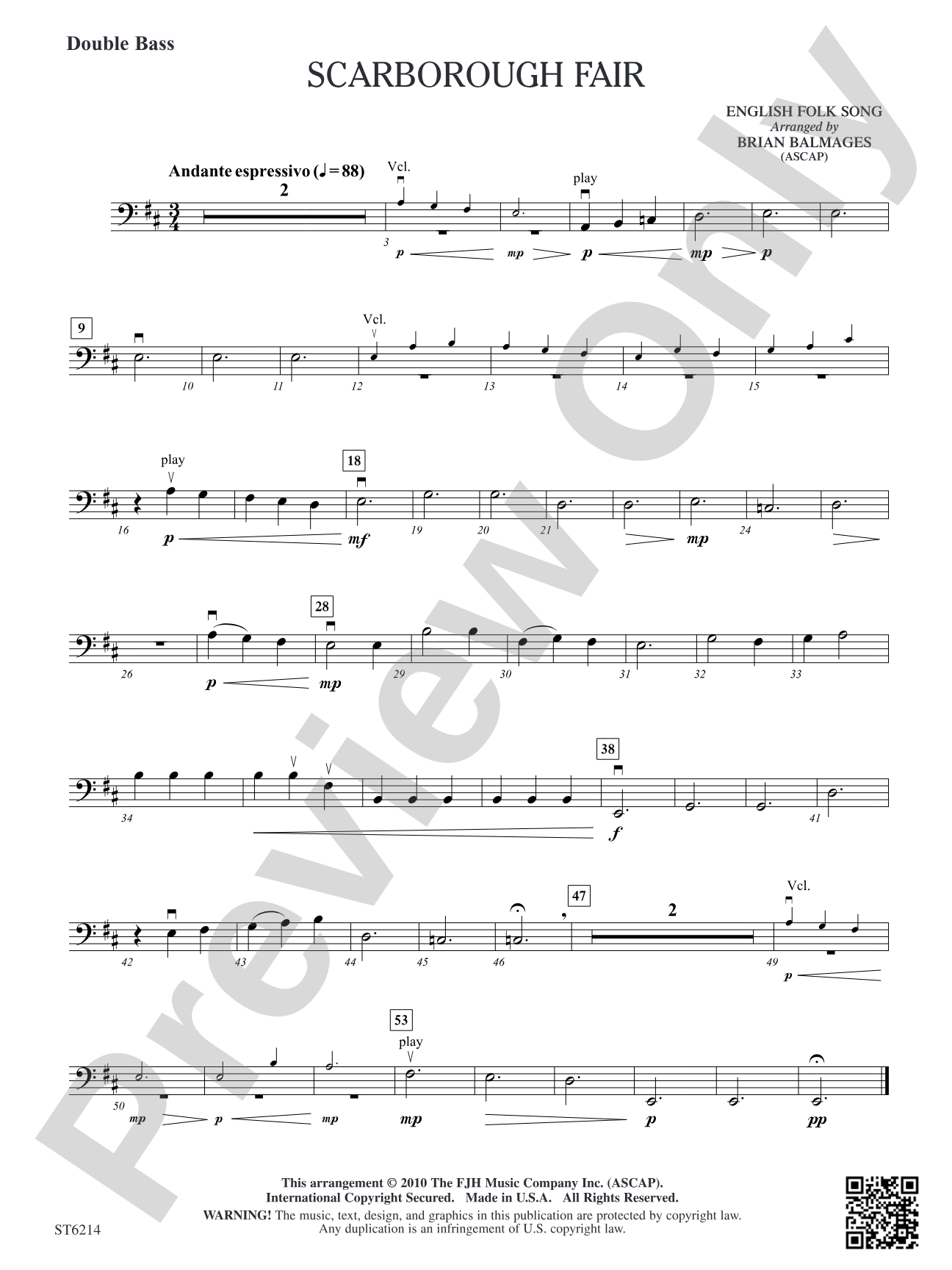 Scarborough Fair: Double Bass