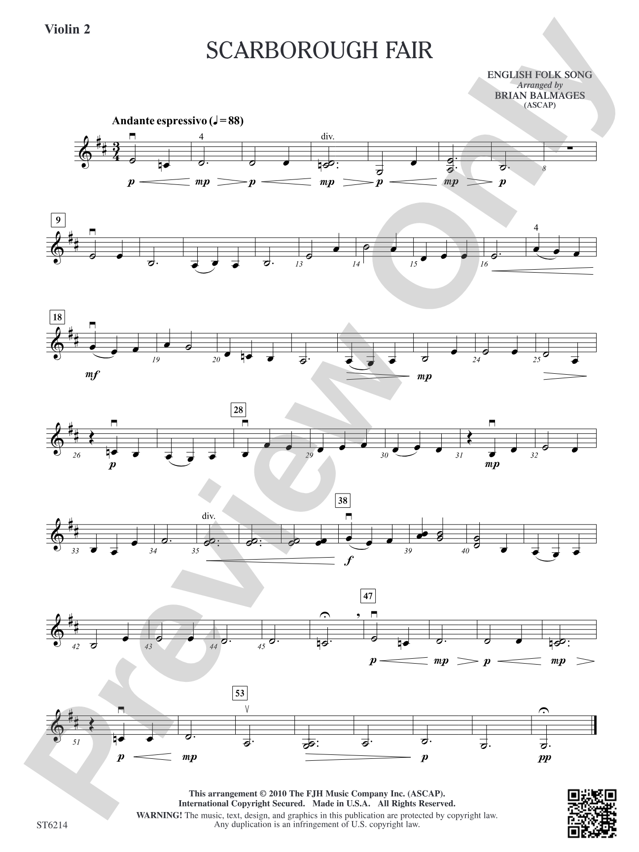 Scarborough Fair: Violin 2 (Viola T.C.)