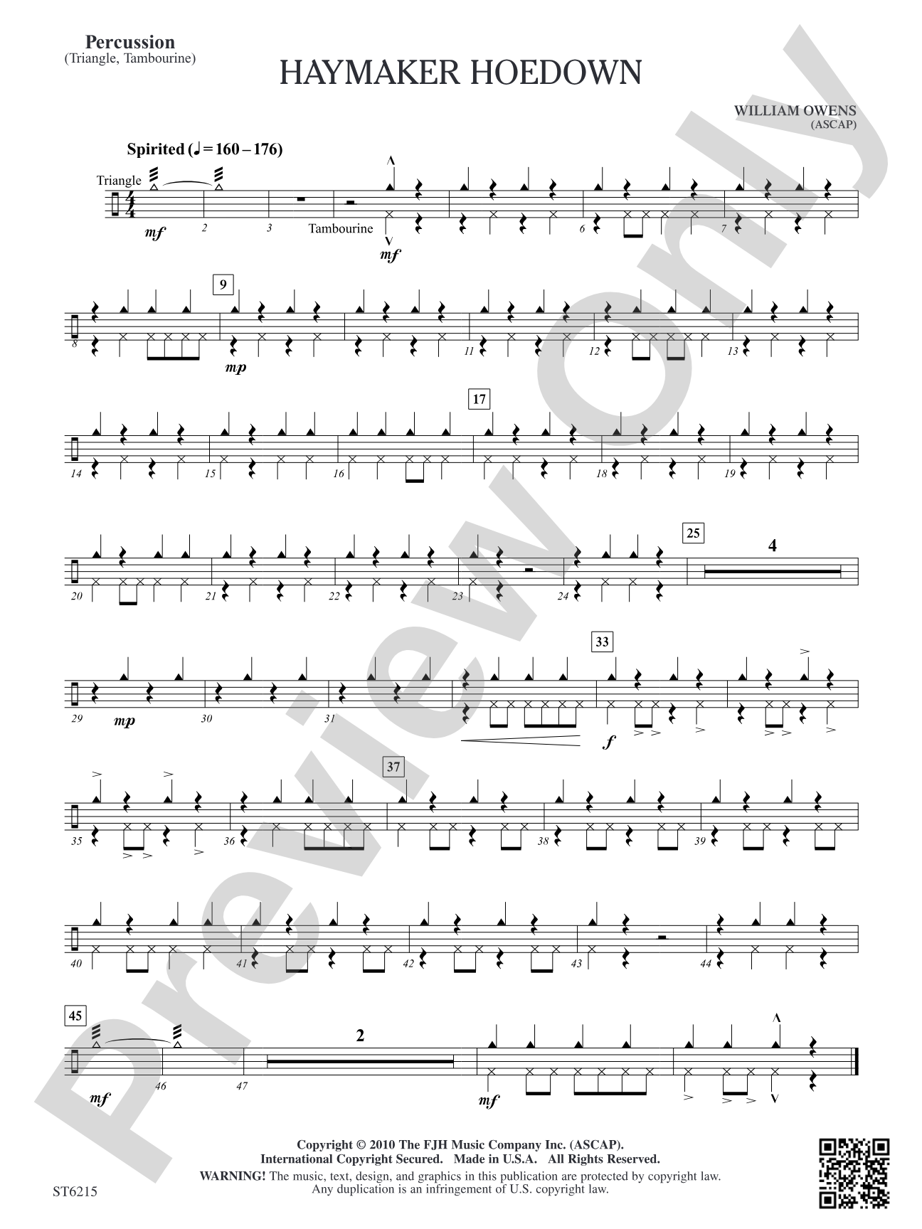 Haymaker Hoedown: Percussion