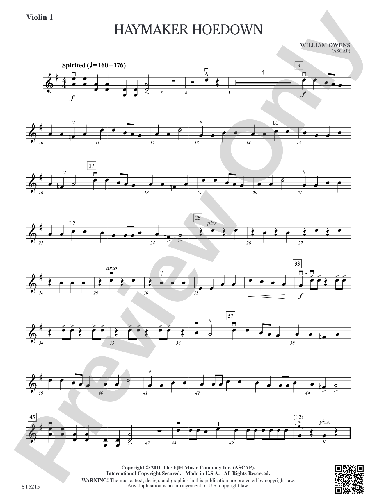 Haymaker Hoedown: Violin 1