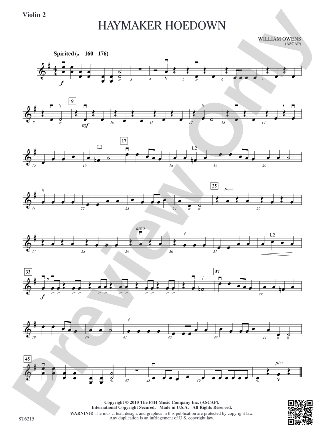 Haymaker Hoedown: Violin 2