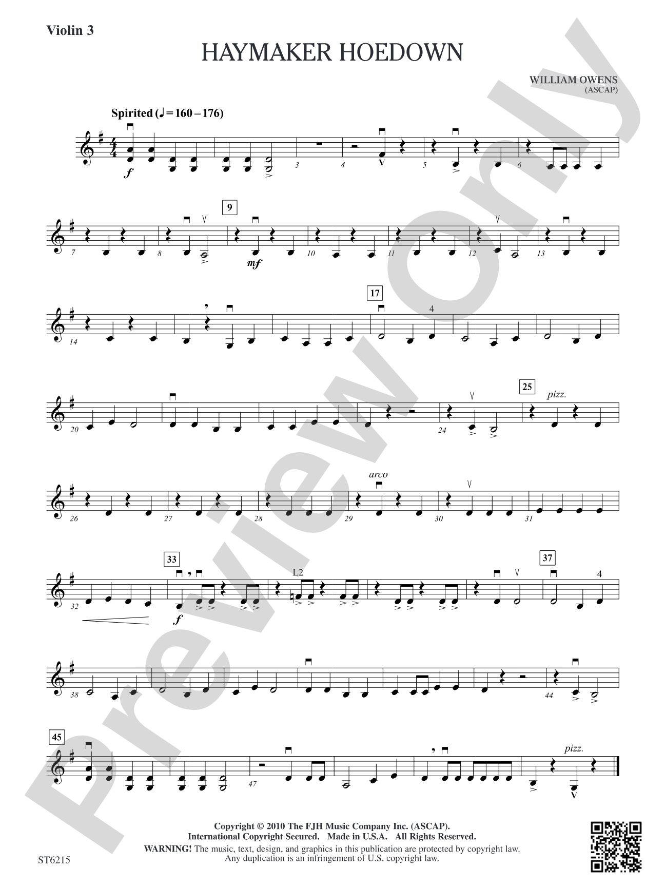 Haymaker Hoedown: Violin 3 (Viola T.C.)