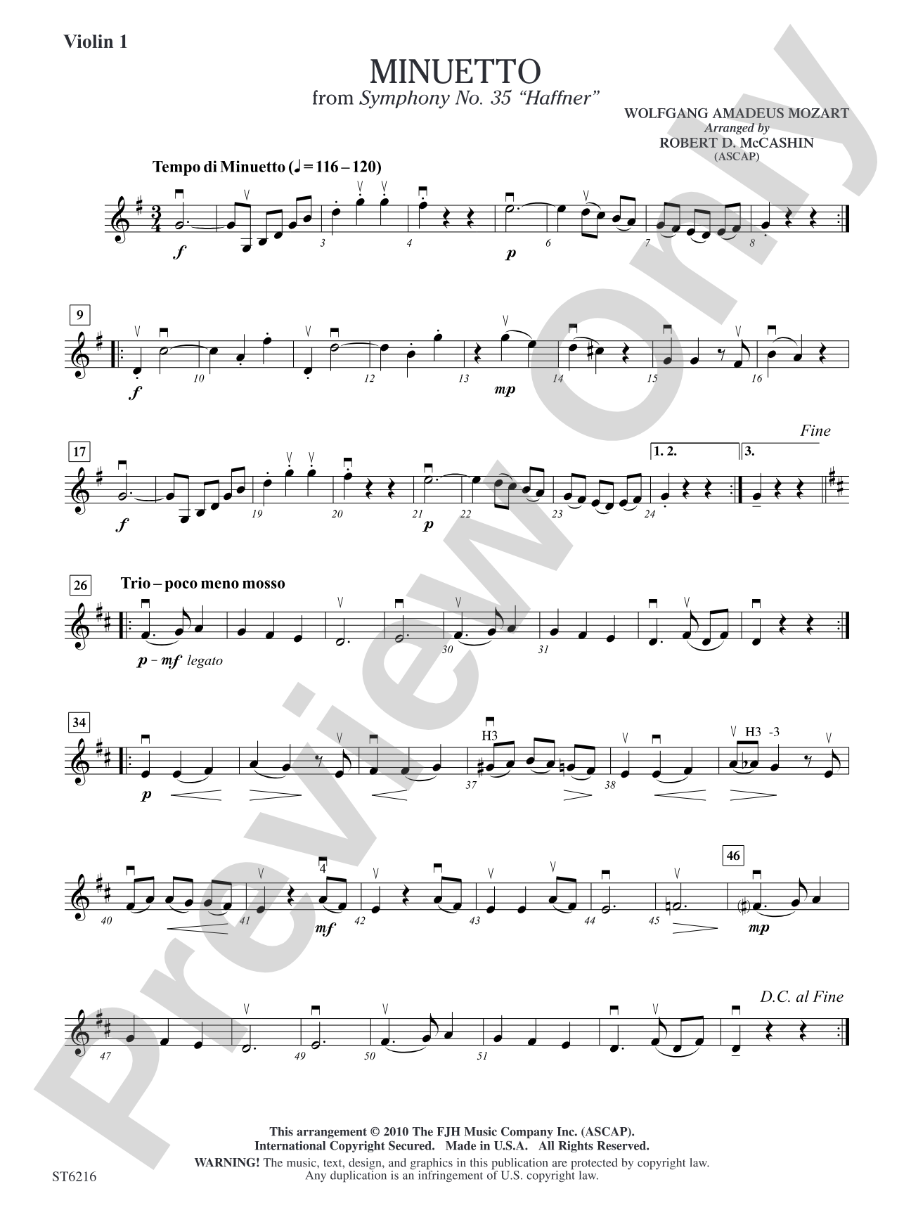 Minuetto from Symphony No. 35 "Haffner": Violin 1