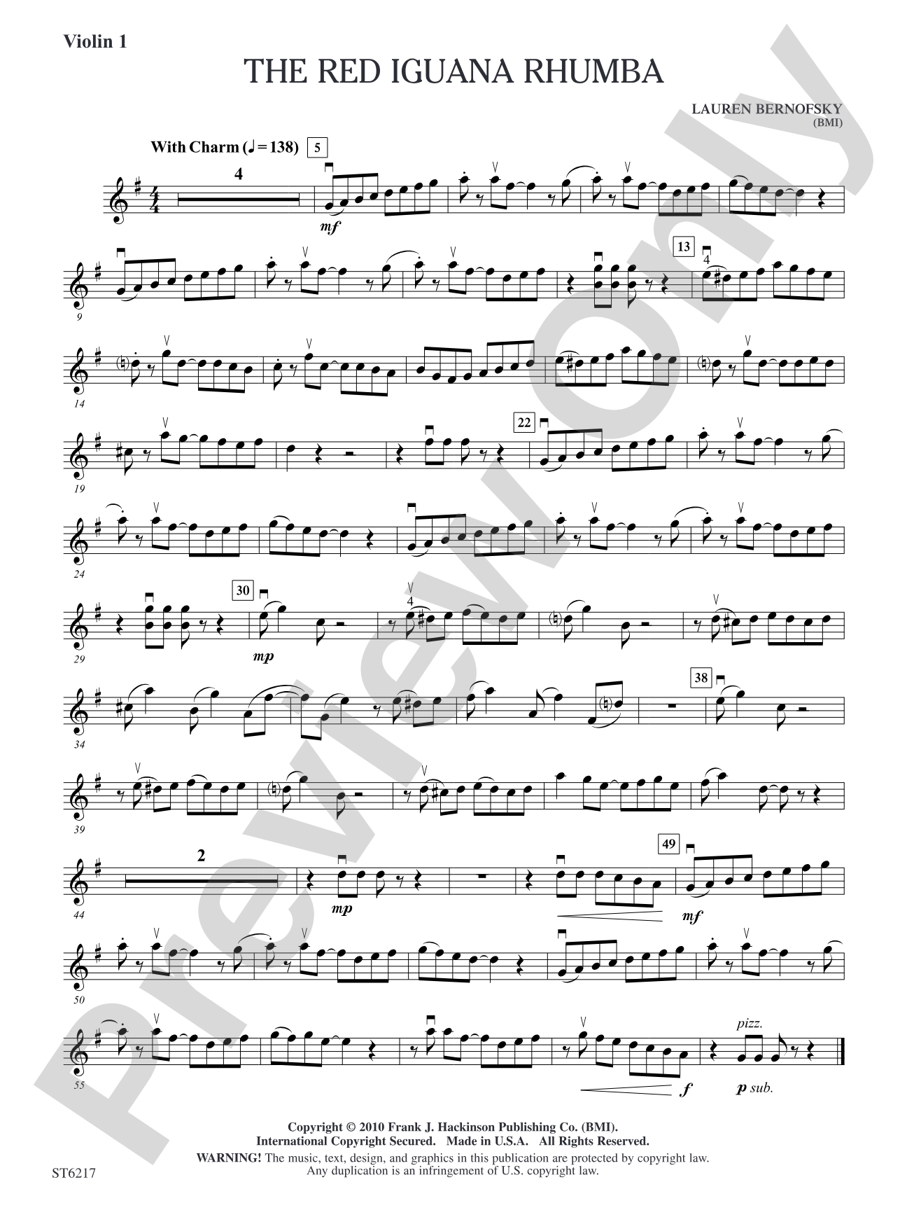 The Red Iguana Rhumba: Violin 1