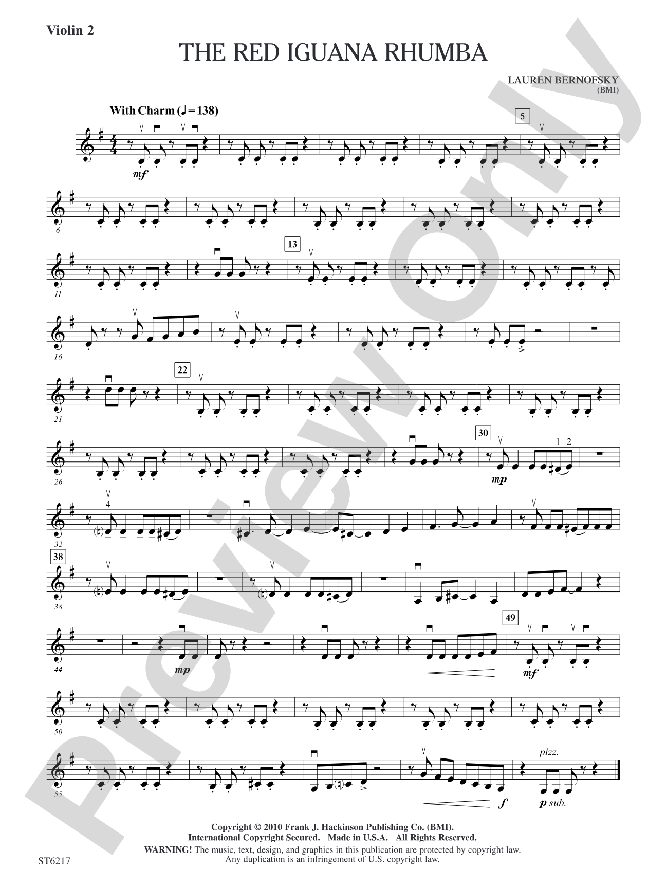 The Red Iguana Rhumba: Violin 2