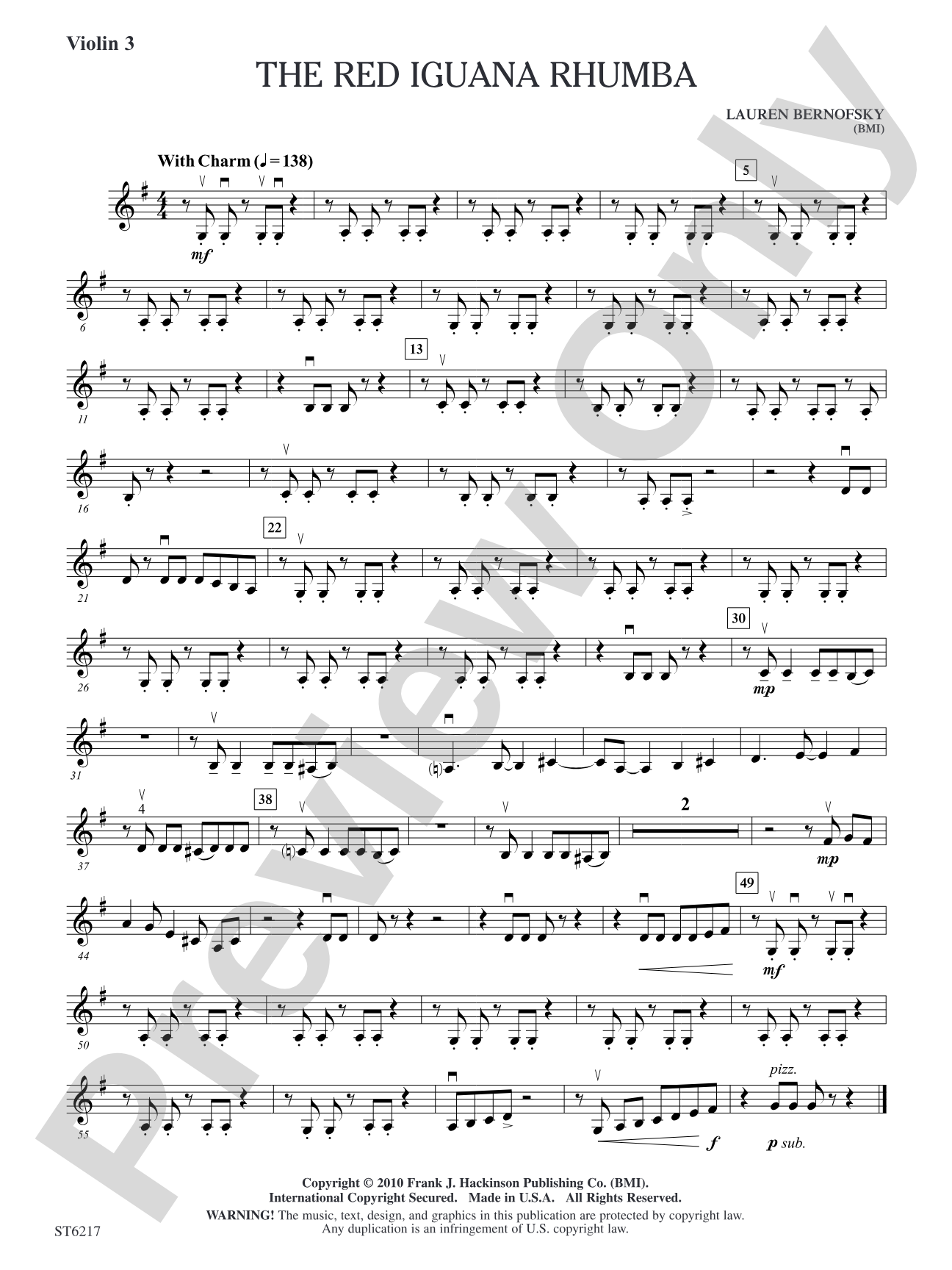 The Red Iguana Rhumba: Violin 3 (Viola T.C.)