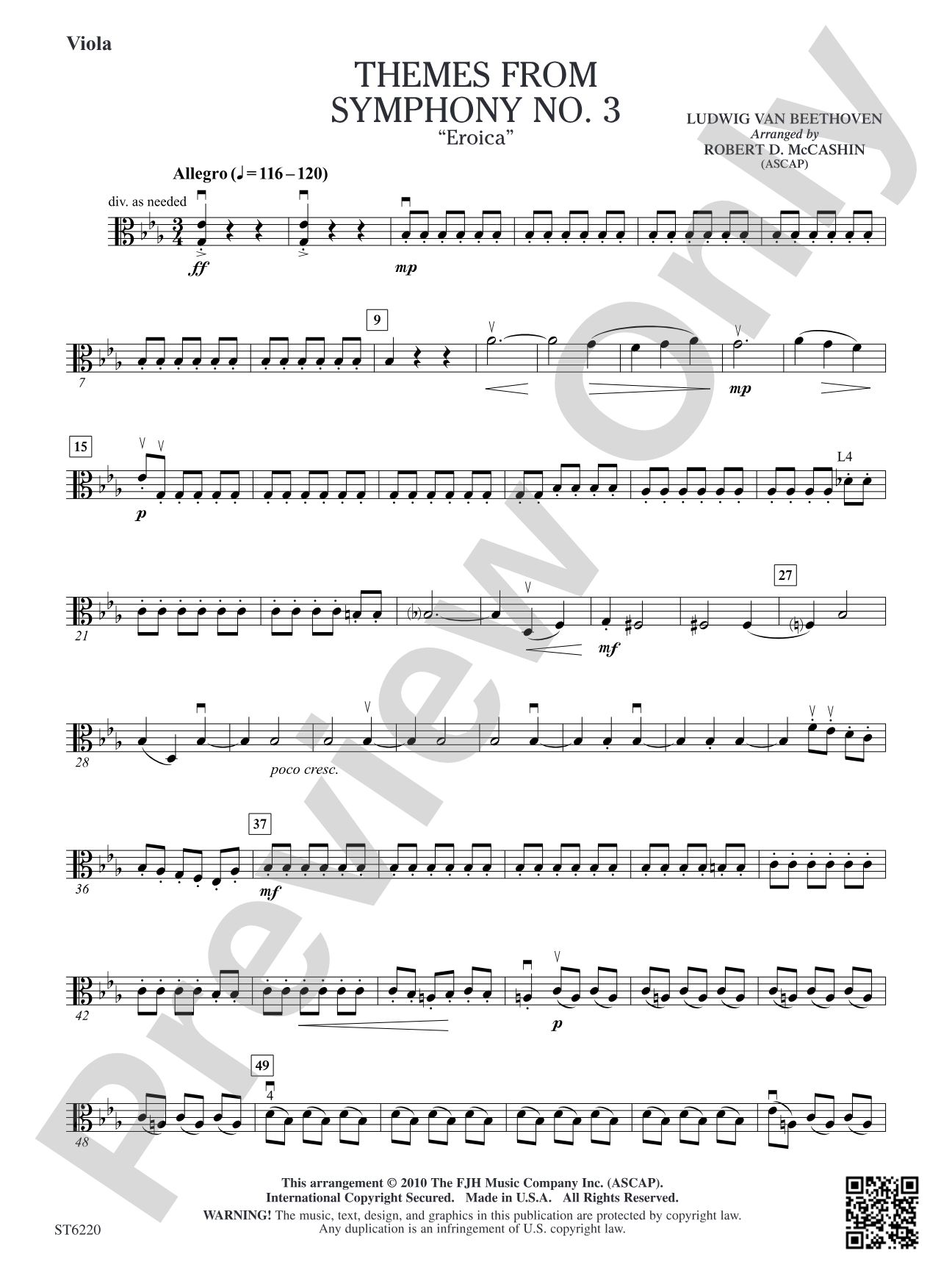 Themes from Symphony No. 3 "Eroica": Viola