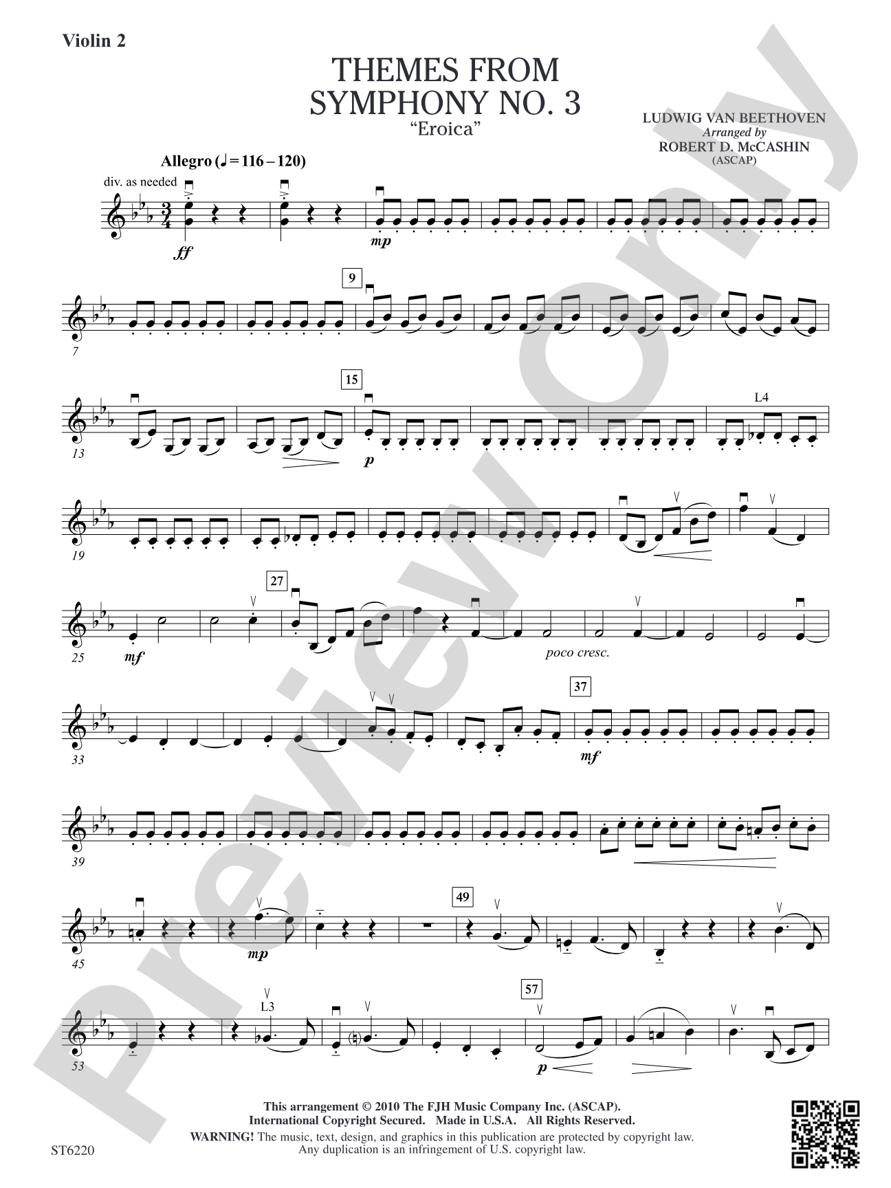 Themes from Symphony No. 3 "Eroica": Violin 2