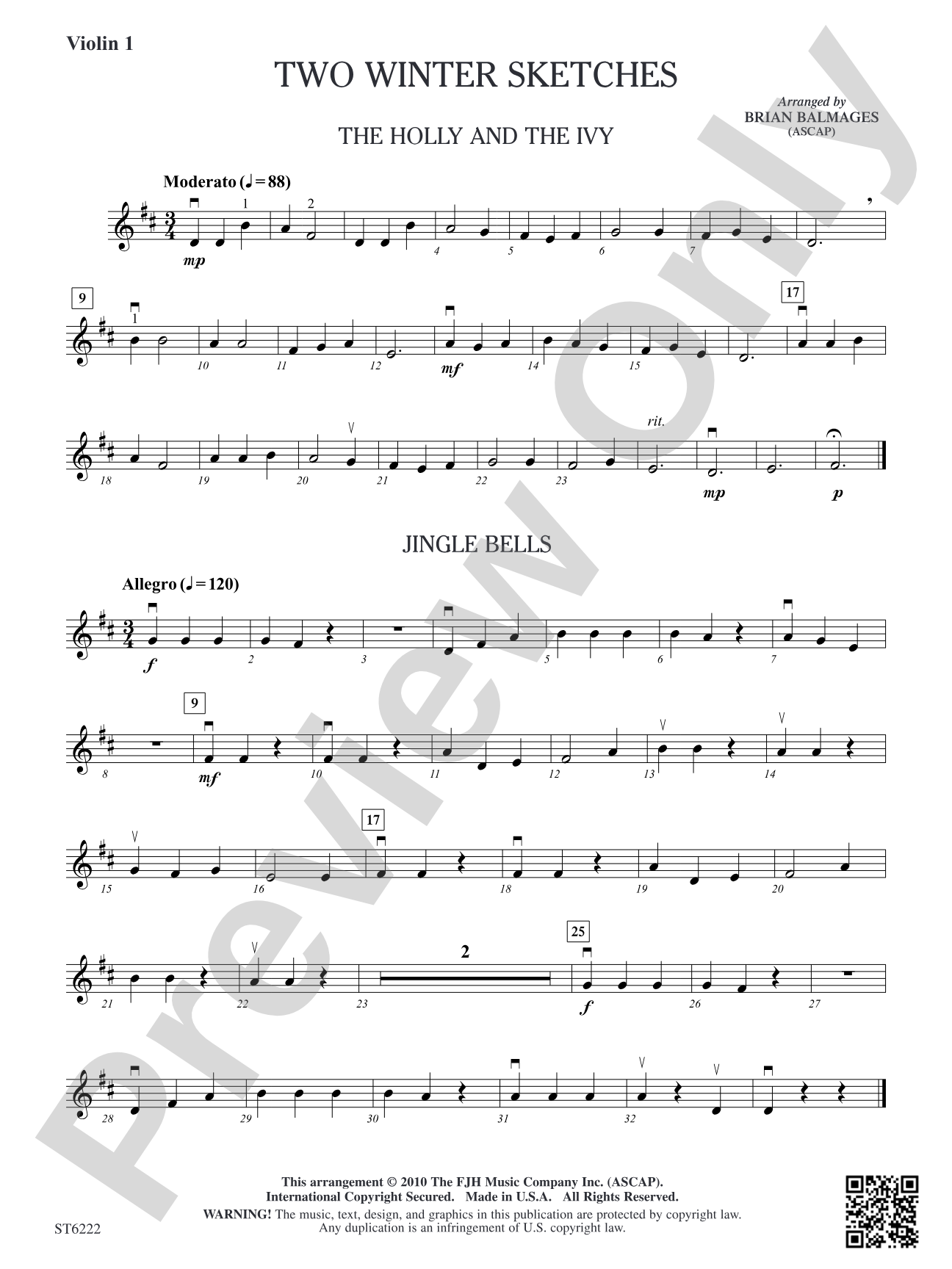 Two Winter Sketches: Violin 1