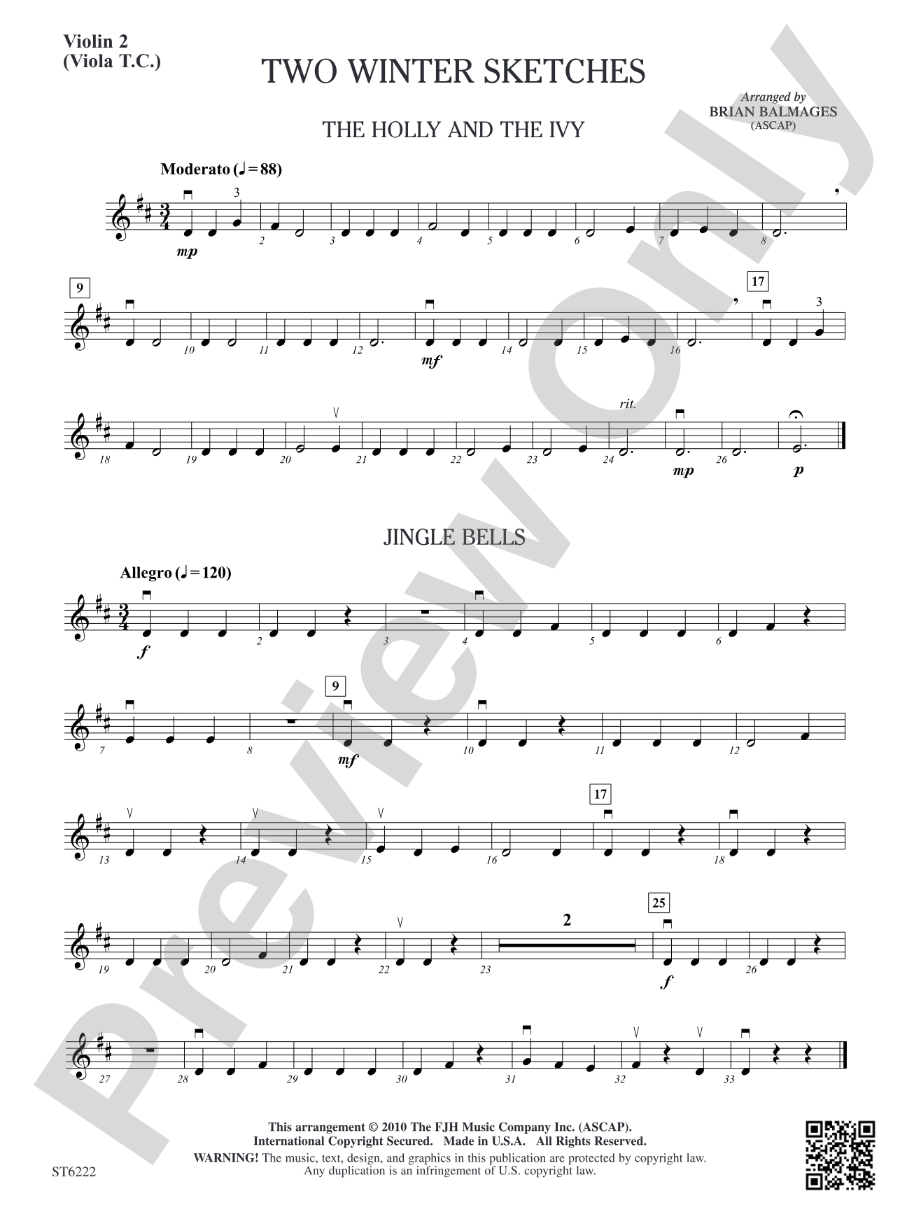 Two Winter Sketches: Violin 2 (Viola T.C.)