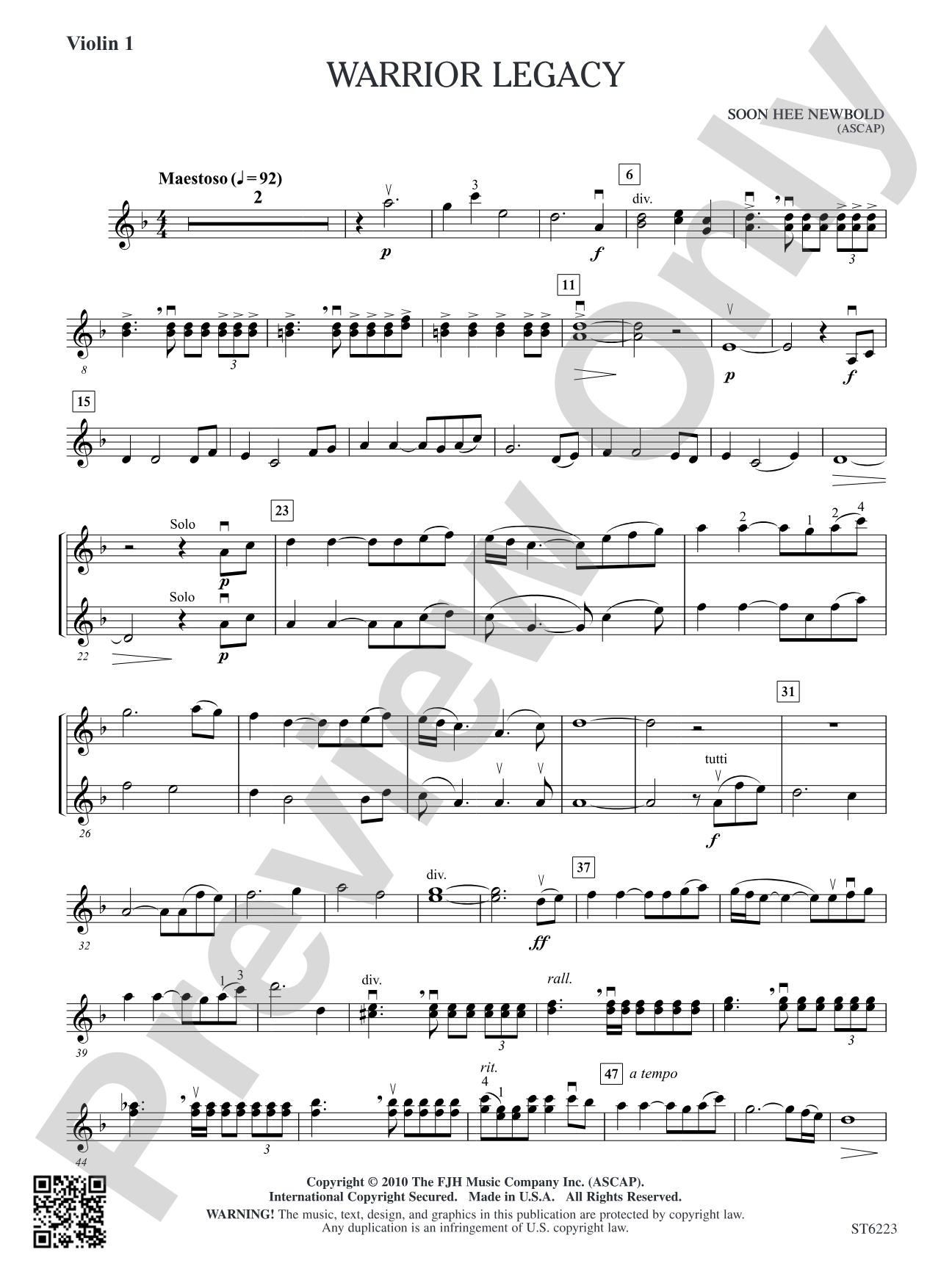 Warrior Legacy: Violin 1